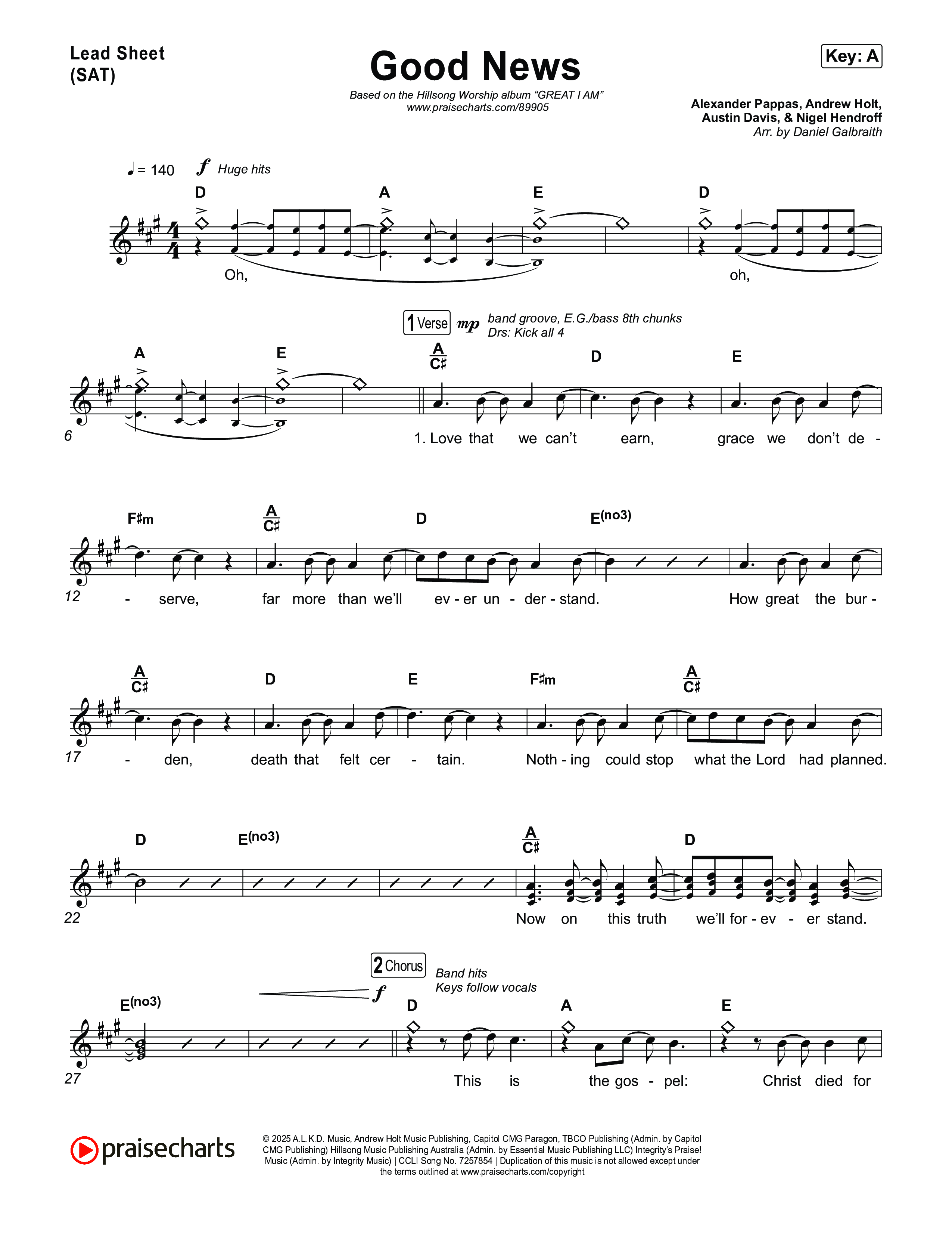 Good News Lead Sheet (SAT) (Hillsong Worship)