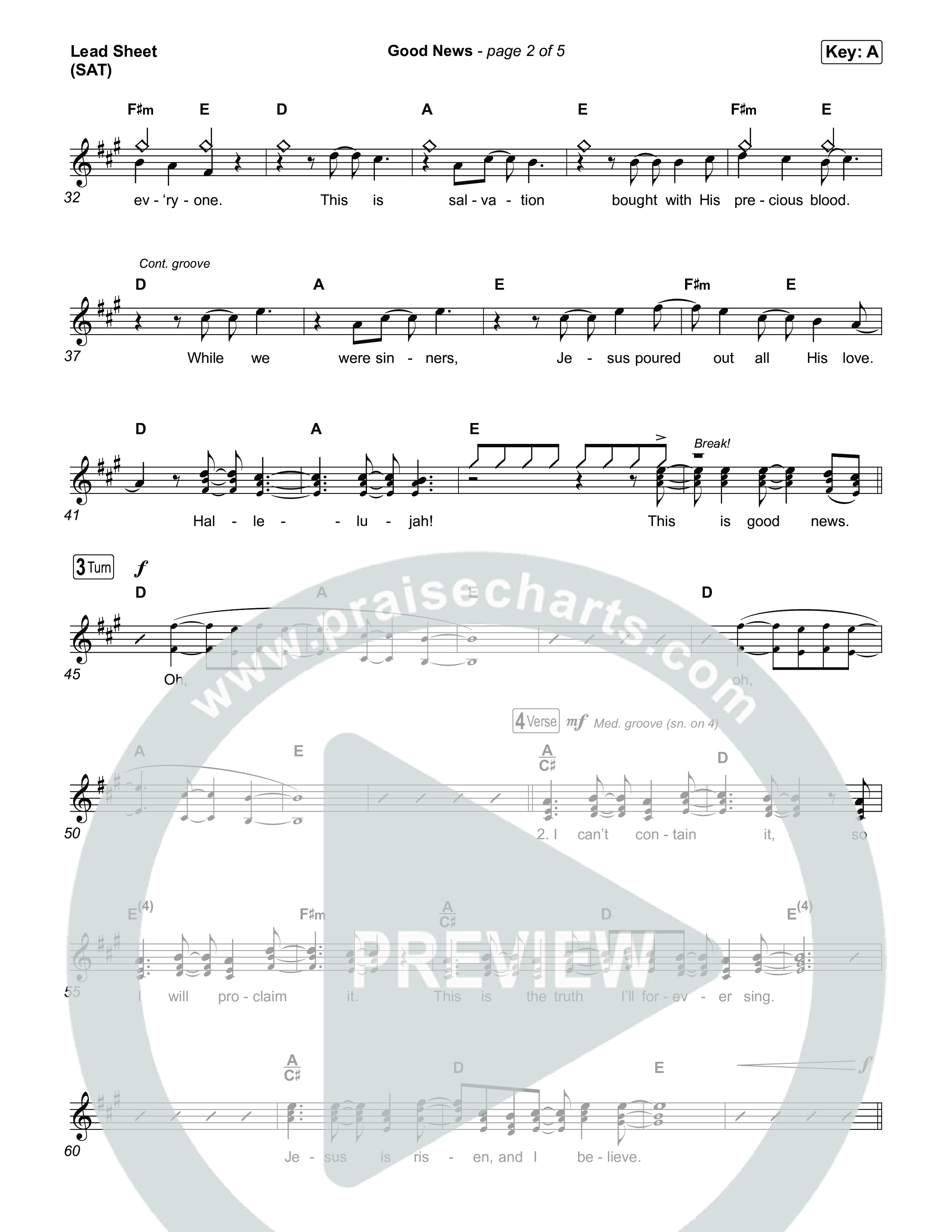 Good News Lead Sheet (SAT) (Hillsong Worship)