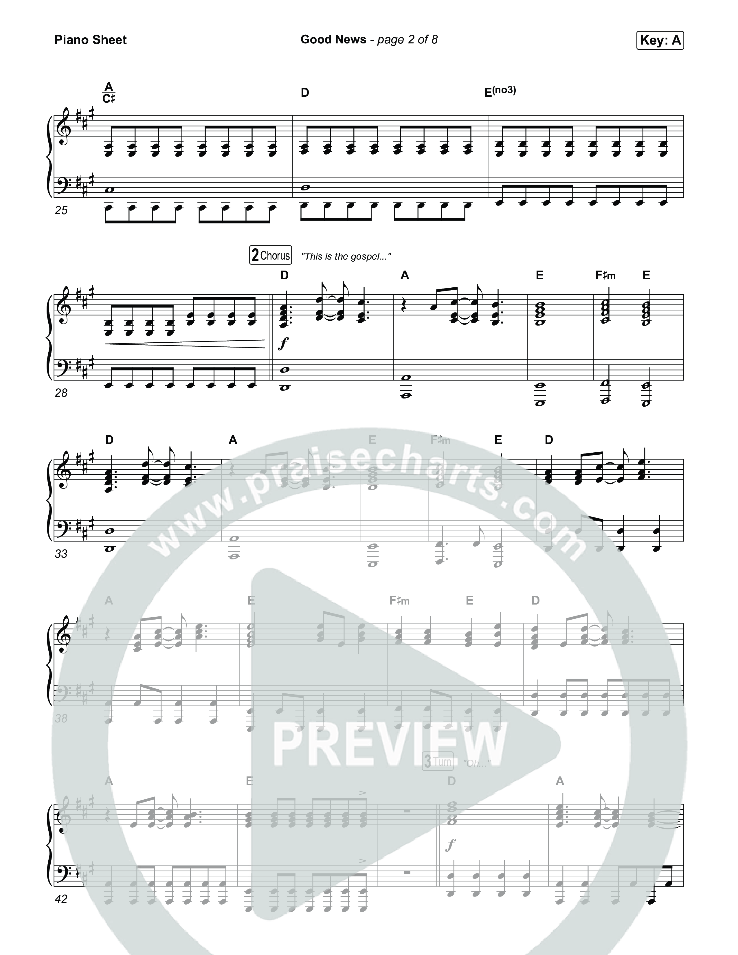 Good News Piano Sheet (Hillsong Worship)