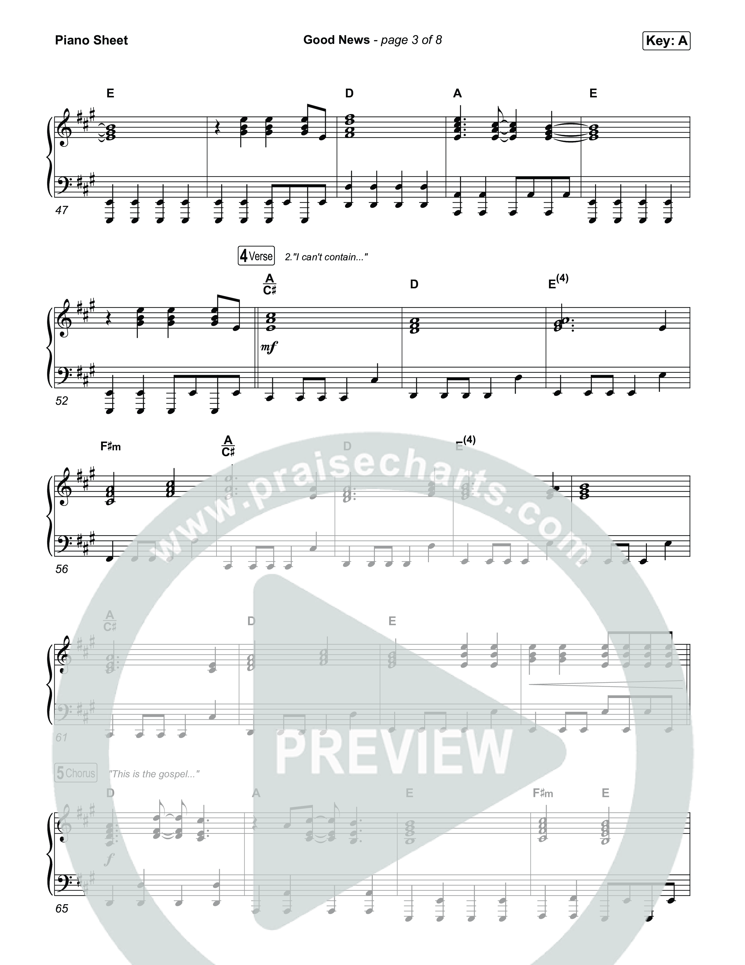 Good News Piano Sheet (Hillsong Worship)