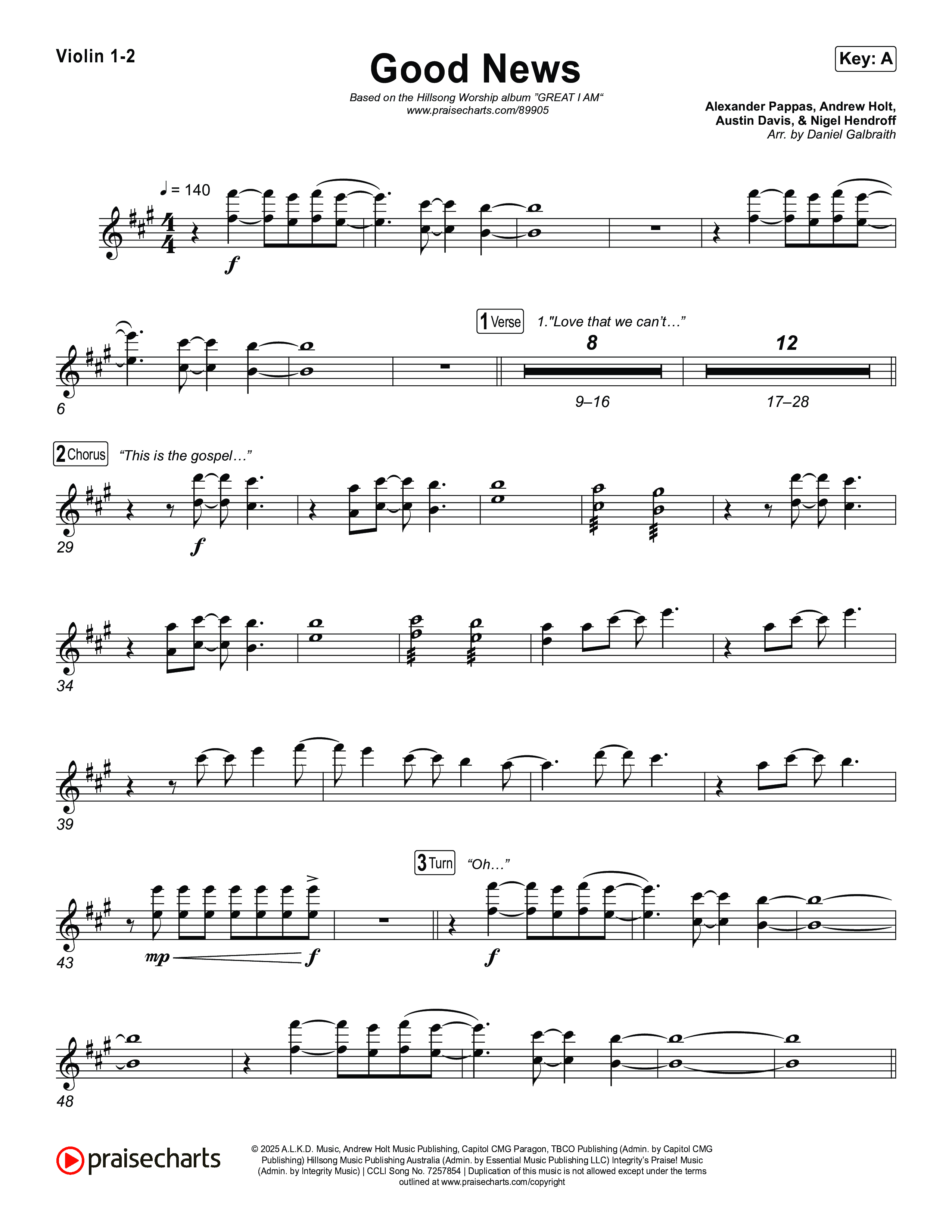 Good News Violin 1,2 (Hillsong Worship)