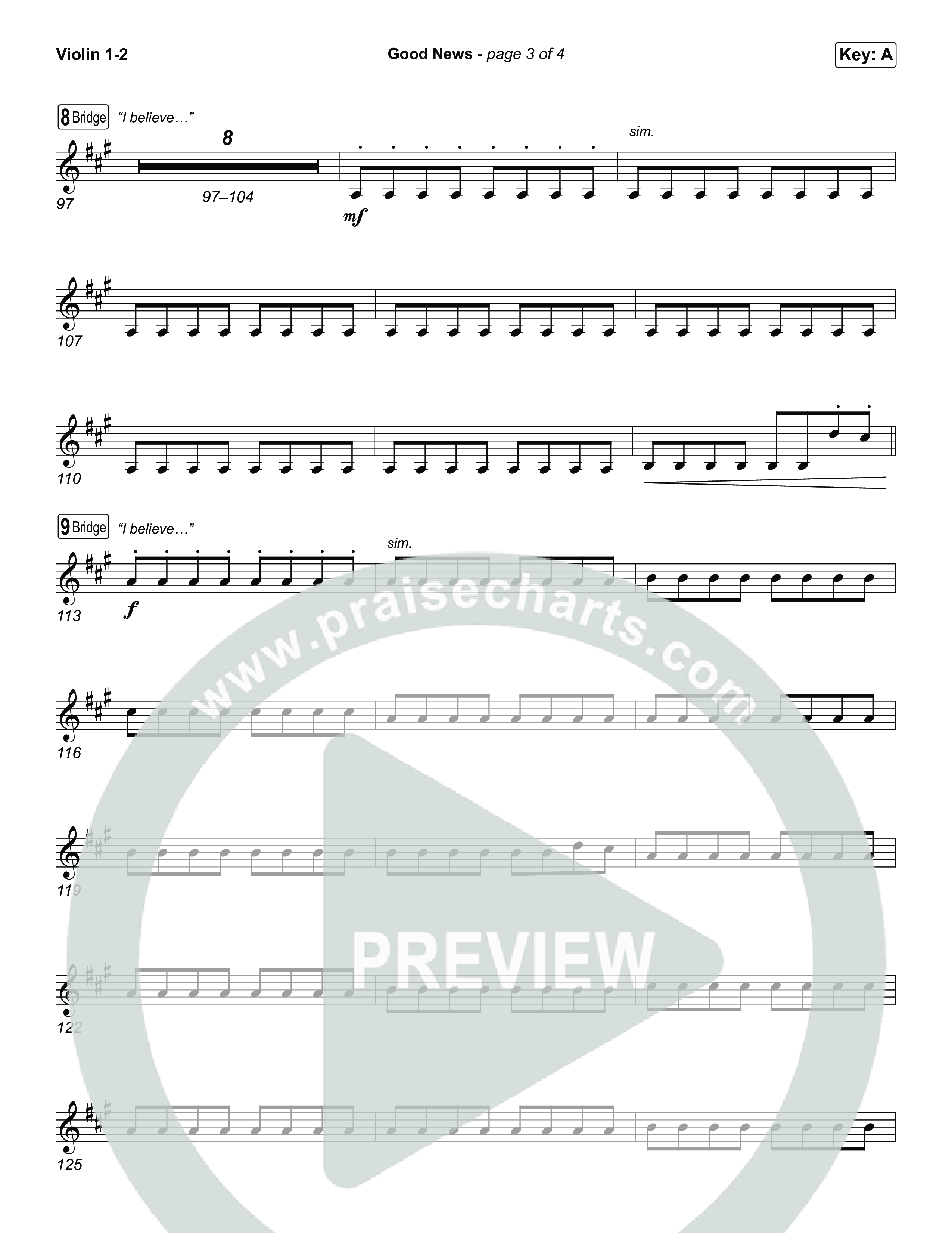 Good News Violin 1,2 (Hillsong Worship)