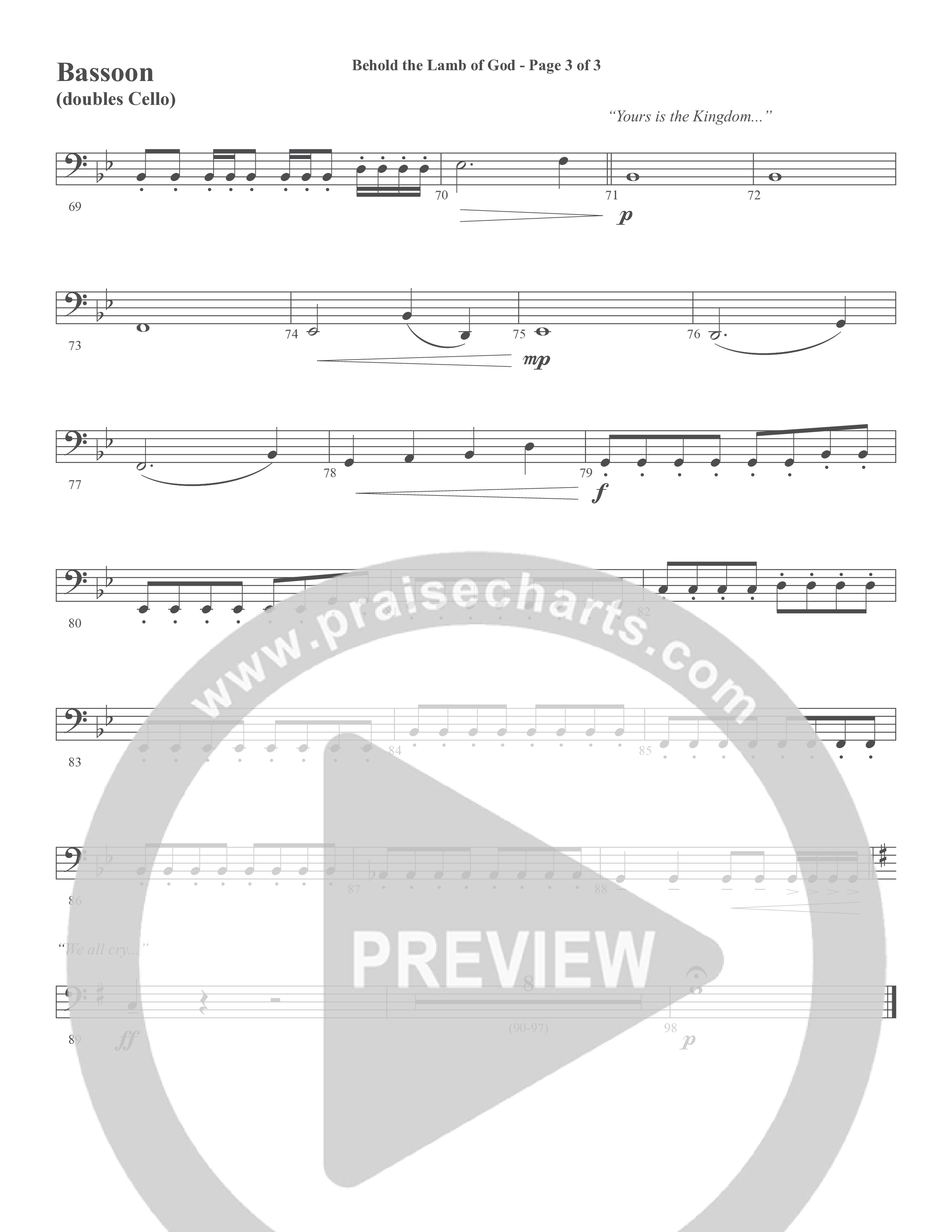Behold the Lamb of God (Choral Anthem SATB) Bassoon (Word Music Choral / Arr. Joshua Spacht)