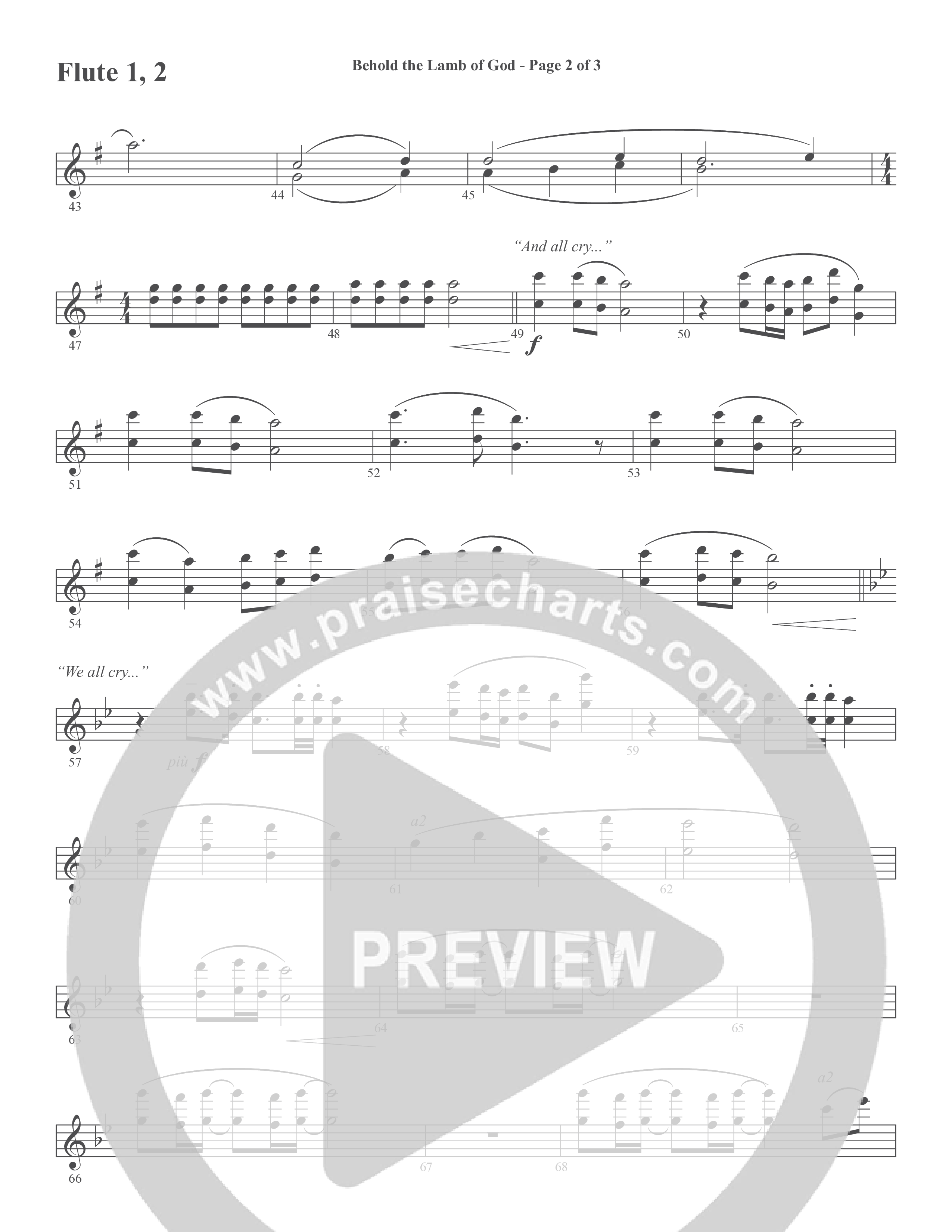 Behold the Lamb of God (Choral Anthem SATB) Flute 1/2 (Word Music Choral / Arr. Joshua Spacht)