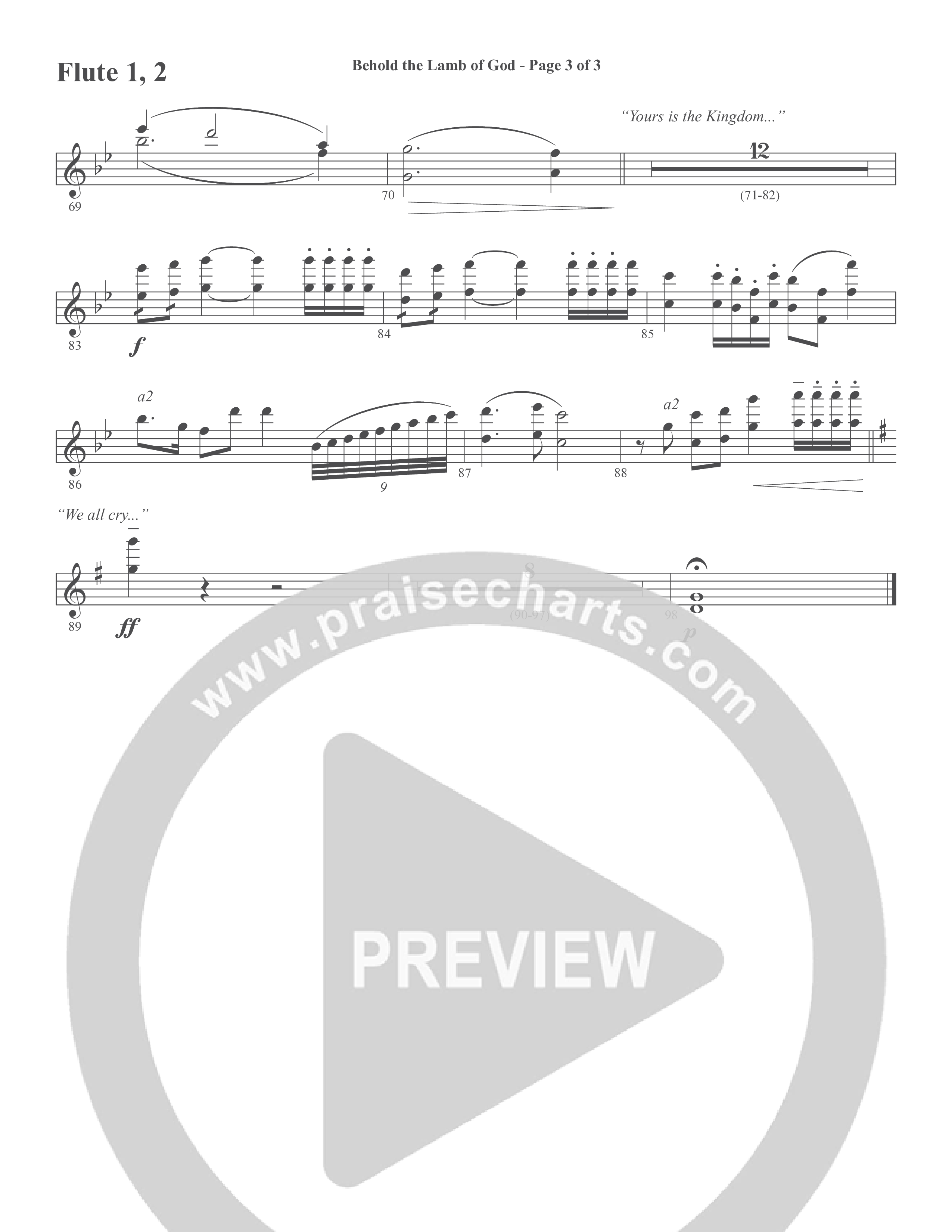 Behold the Lamb of God (Choral Anthem SATB) Flute 1/2 (Word Music Choral / Arr. Joshua Spacht)