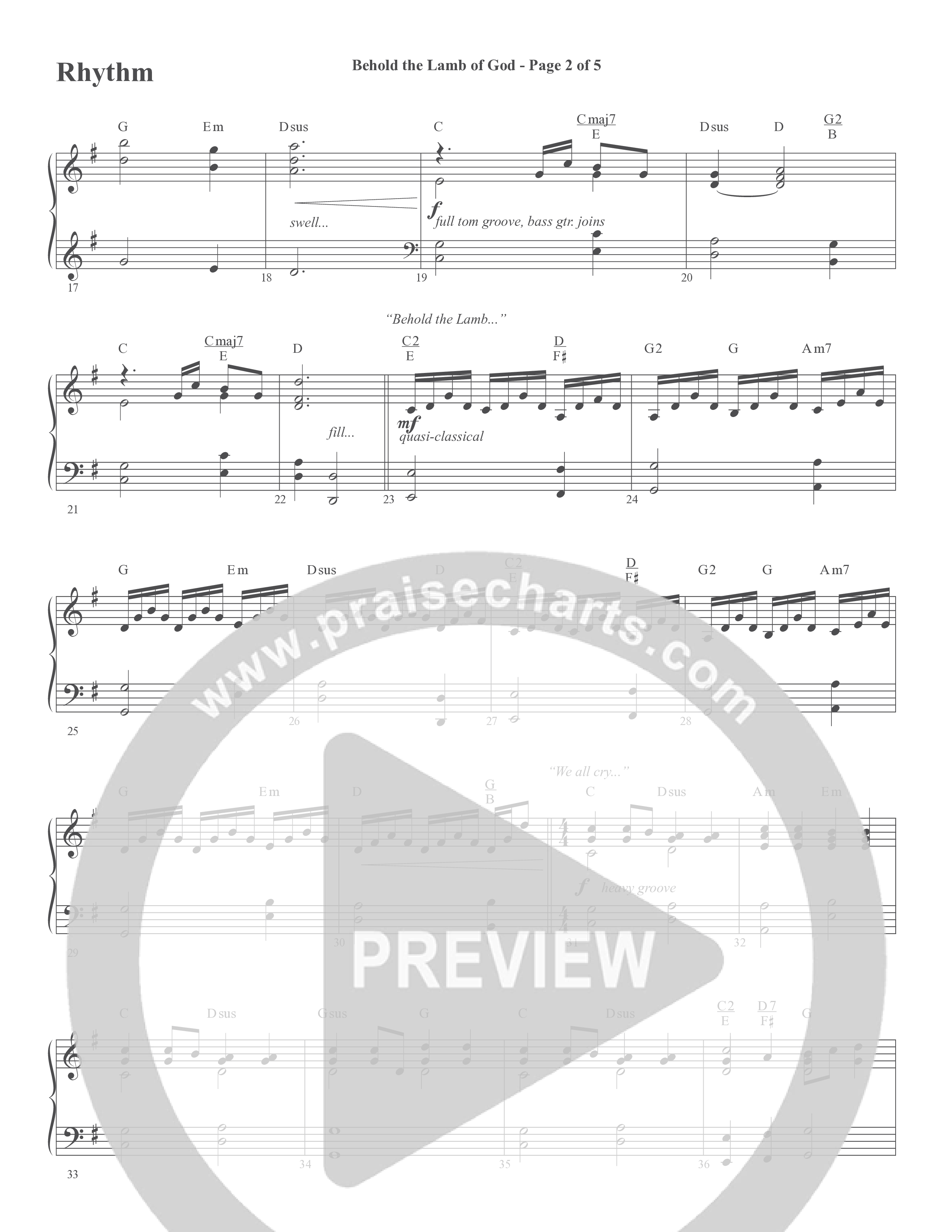 Behold the Lamb of God (Choral Anthem SATB) Rhythm Chart (Word Music Choral / Arr. Joshua Spacht)