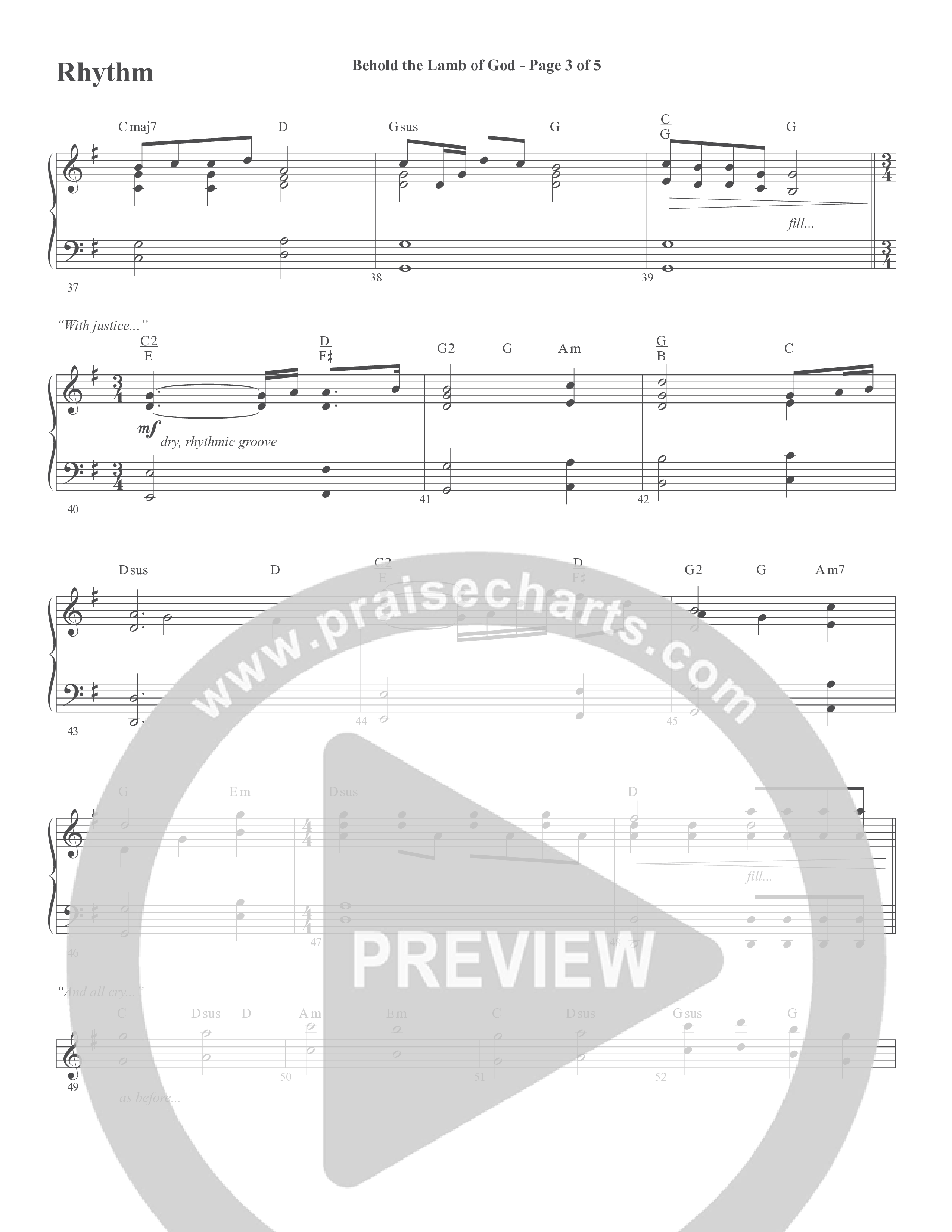 Behold the Lamb of God (Choral Anthem SATB) Rhythm Chart (Word Music Choral / Arr. Joshua Spacht)