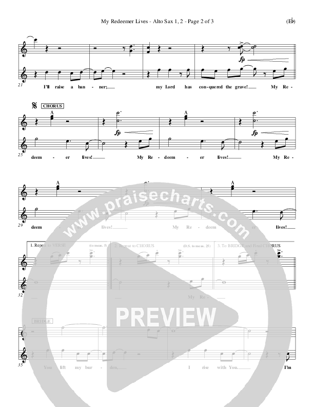 My Redeemer Lives Alto Sax 1/2 (Reuben Morgan)