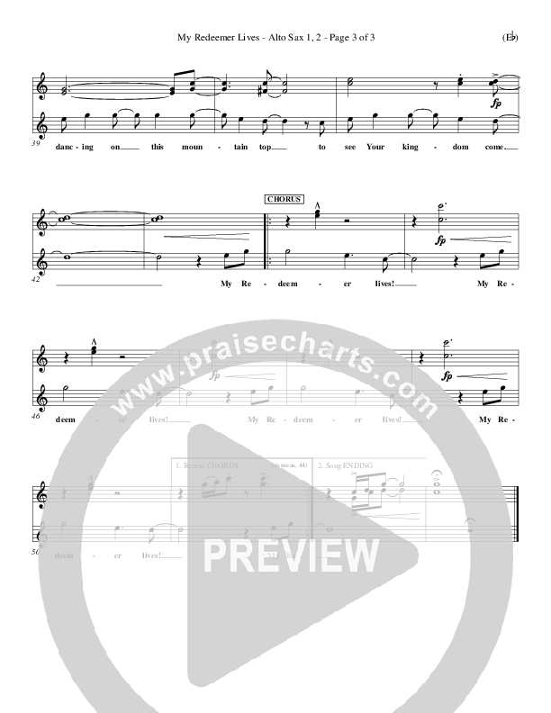 My Redeemer Lives Alto Sax 1/2 (Reuben Morgan)