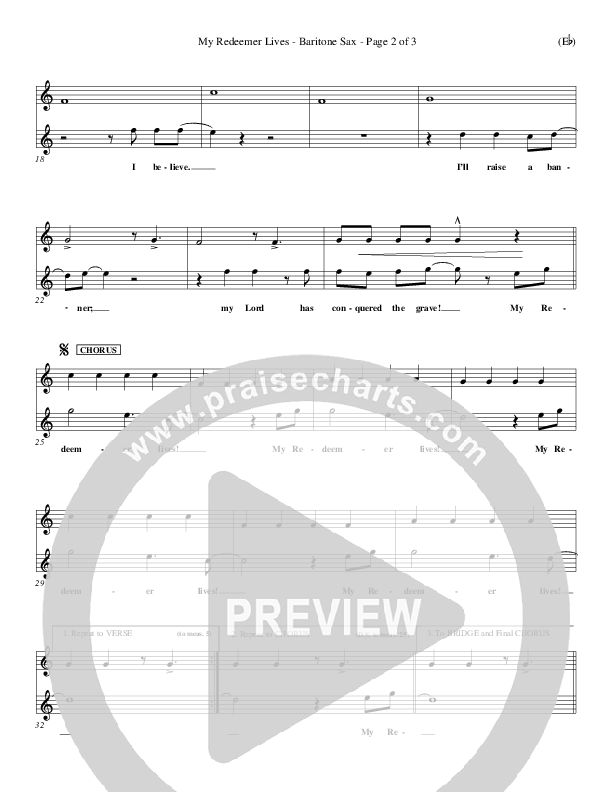 My Redeemer Lives Bari Sax (Reuben Morgan)