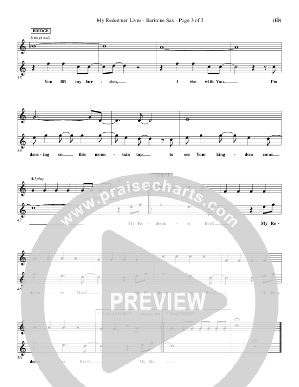 My Redeemer Lives Bari Sax (Reuben Morgan)