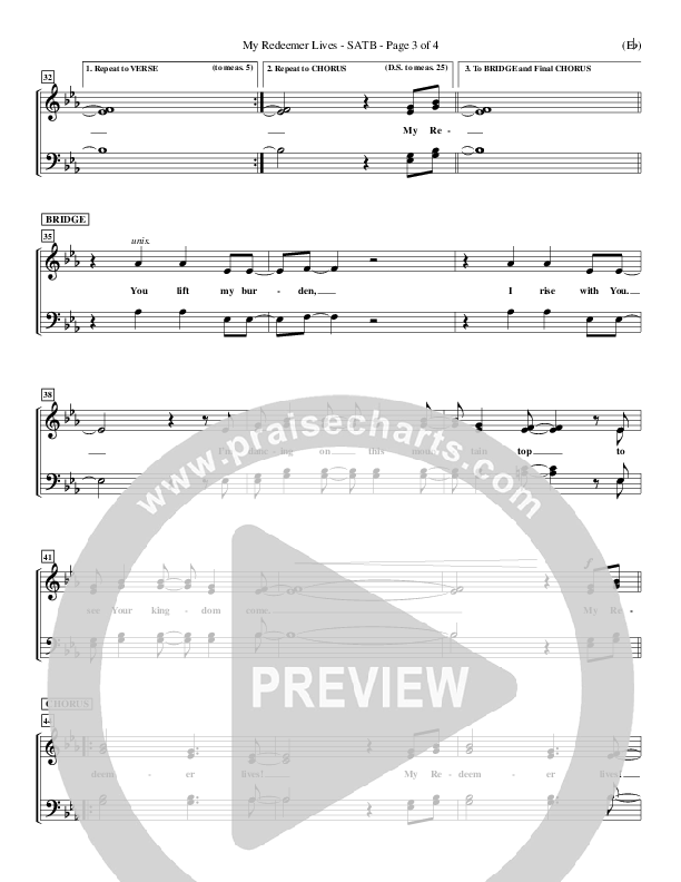My Redeemer Lives Choir Sheet (SATB) (Reuben Morgan)