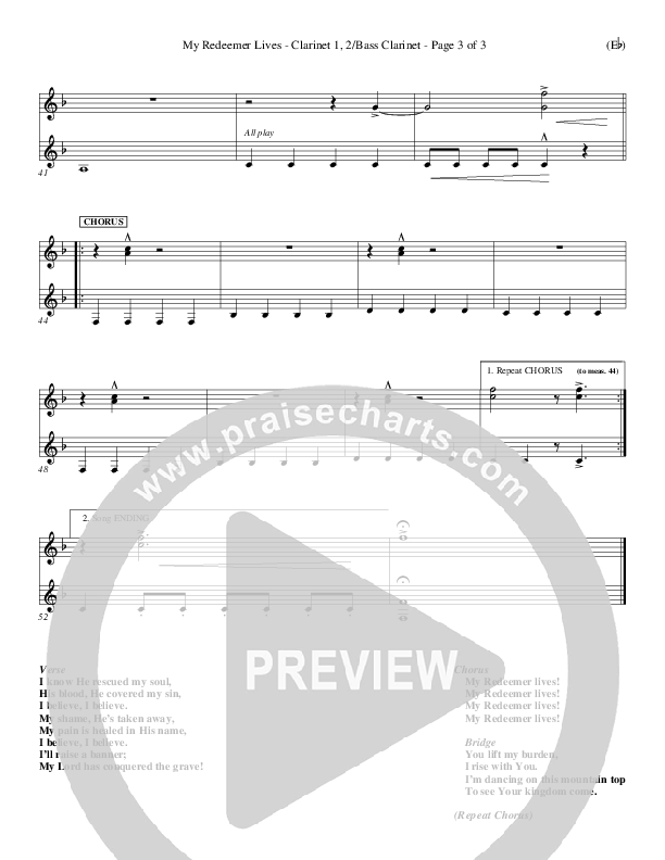 My Redeemer Lives Clarinet 1/2 (Reuben Morgan)