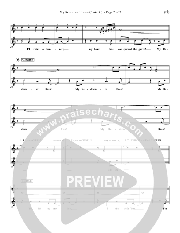 My Redeemer Lives Clarinet 3 (Reuben Morgan)