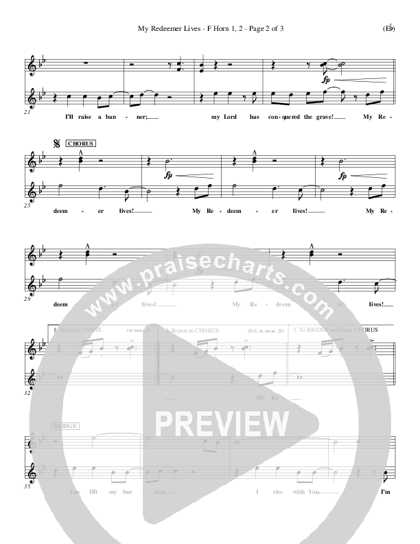 My Redeemer Lives French Horn 1/2 (Reuben Morgan)