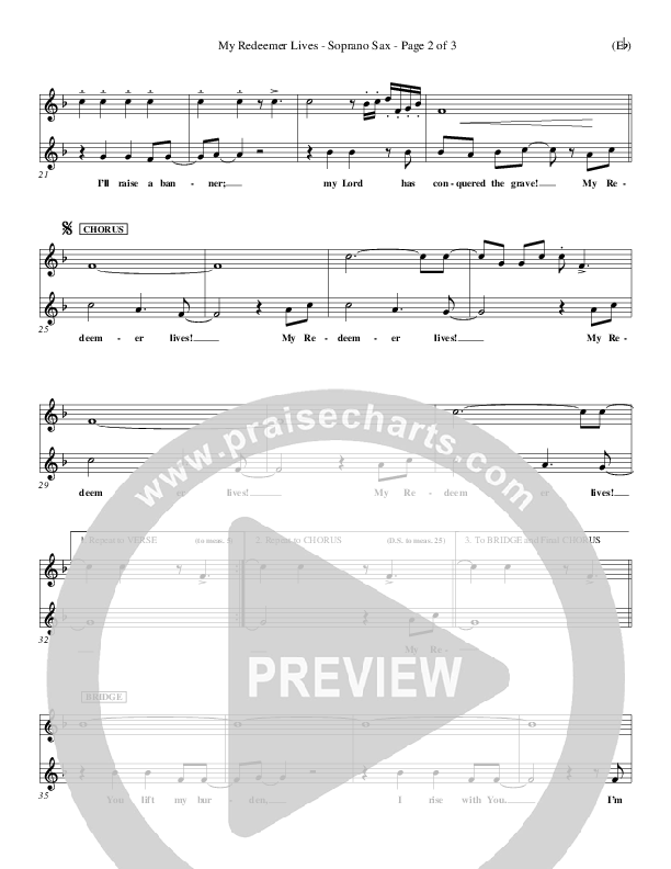 My Redeemer Lives Soprano Sax (Reuben Morgan)