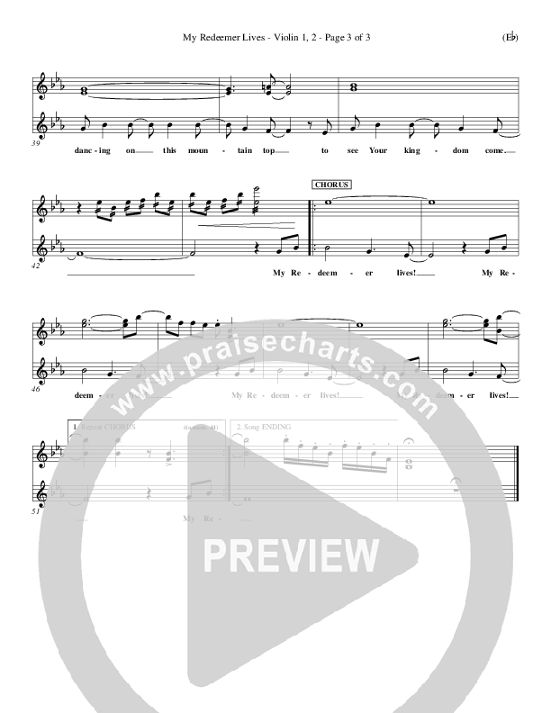 My Redeemer Lives Violin 1/2 (Reuben Morgan)