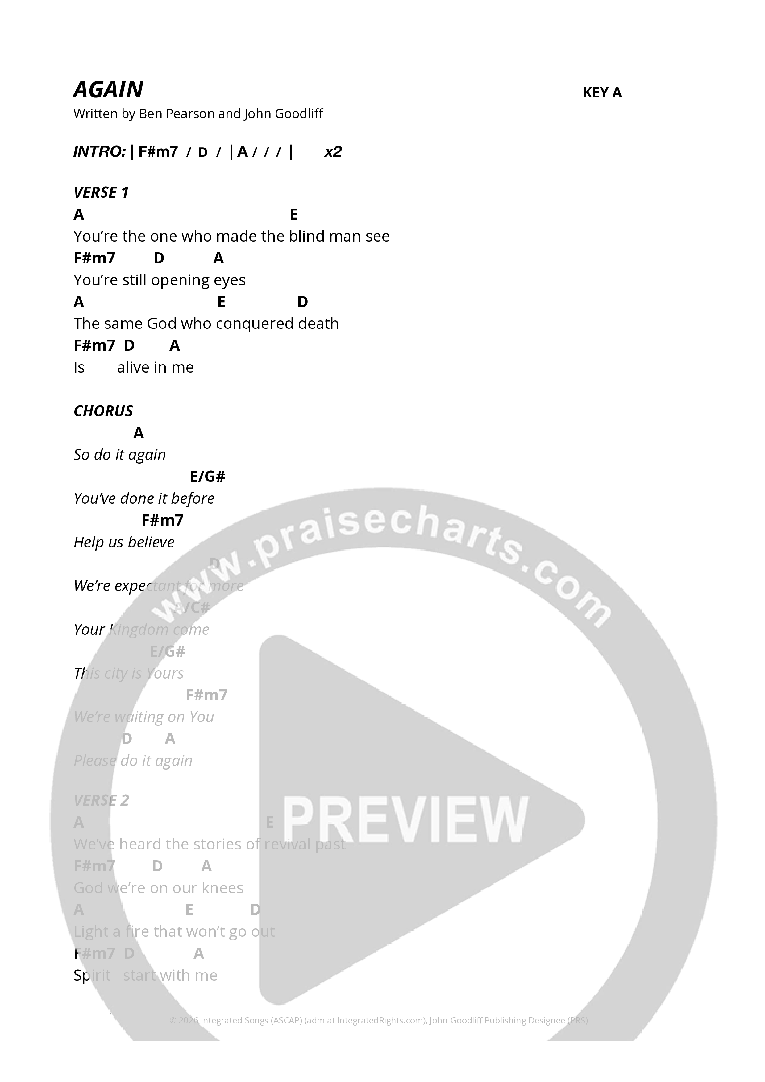Again Chord Chart (Ben Pearson / Riverside Music)