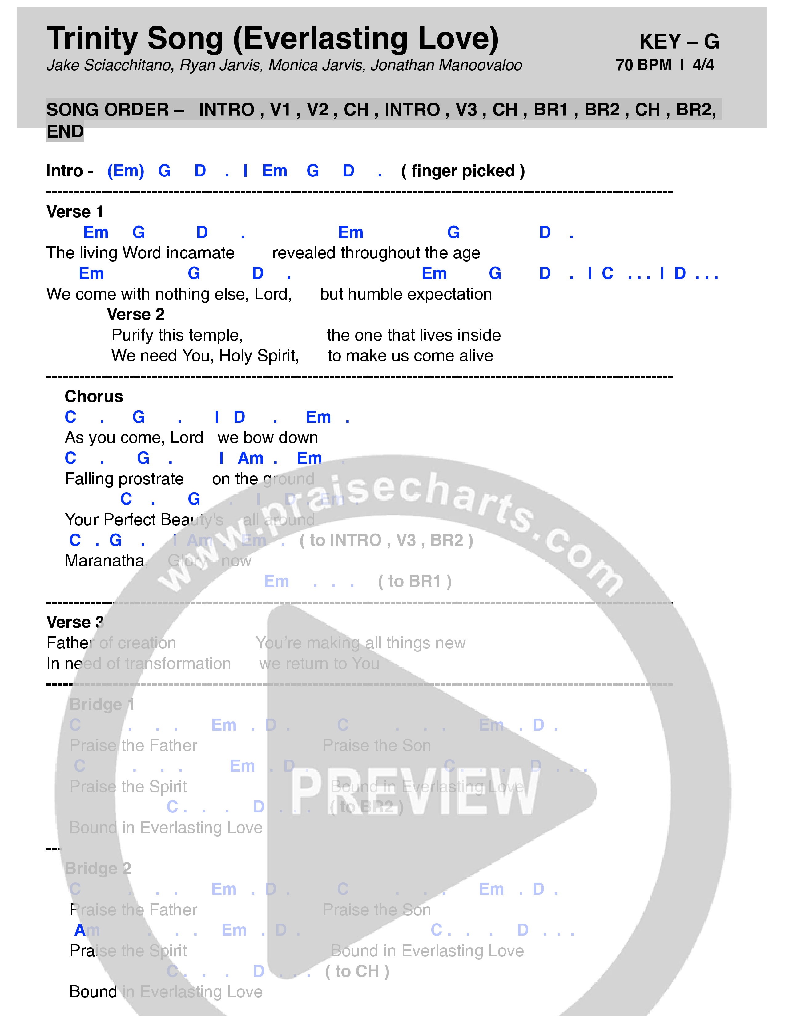 Trinity Song (Everlasting Love) Chord Chart (Messenger Music)