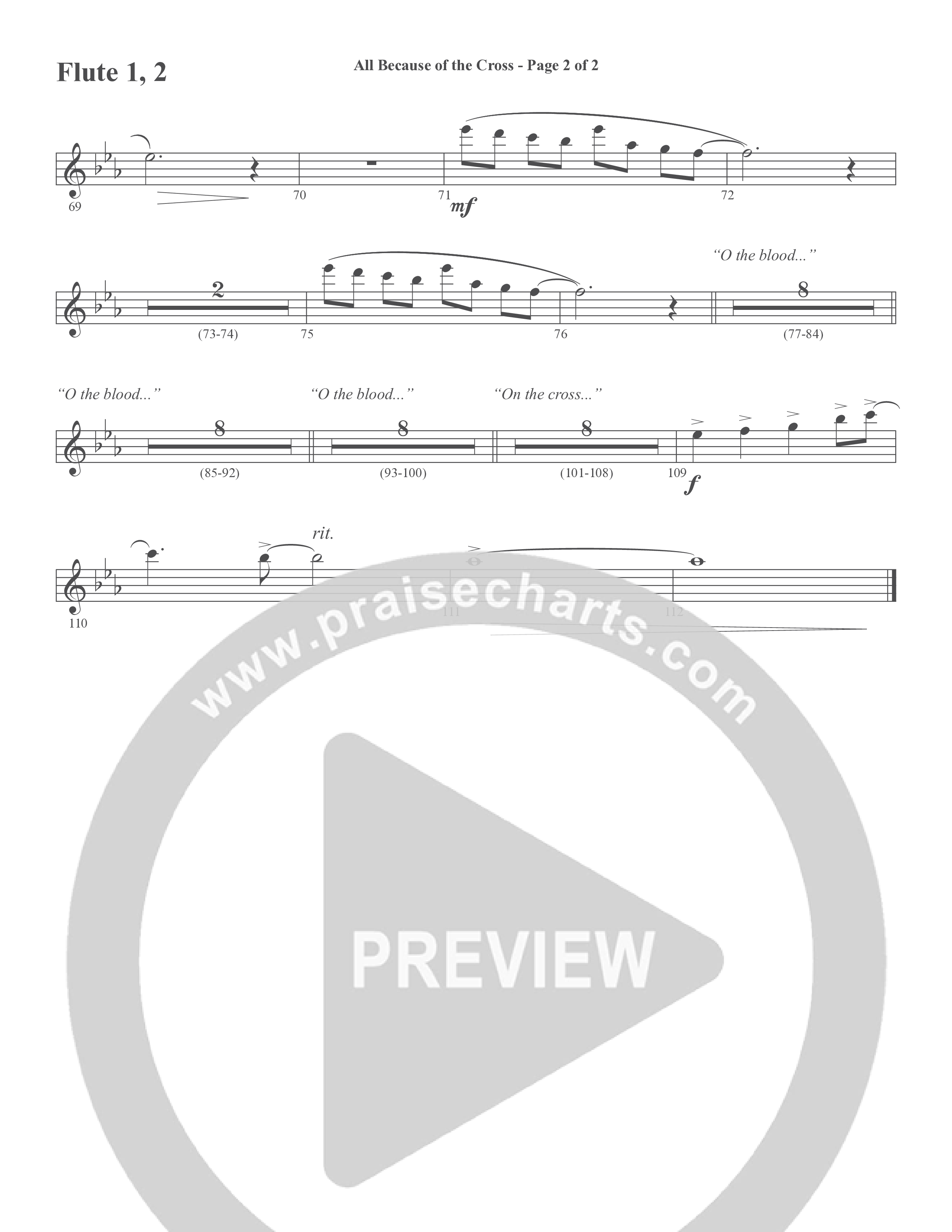 All Because Of The Cross (Choral Anthem SATB) Flute 1/2 (Word Music Choral / Ben Gowell / Paul Baloche / Robert Lowry / Arr. Marty Hamby)