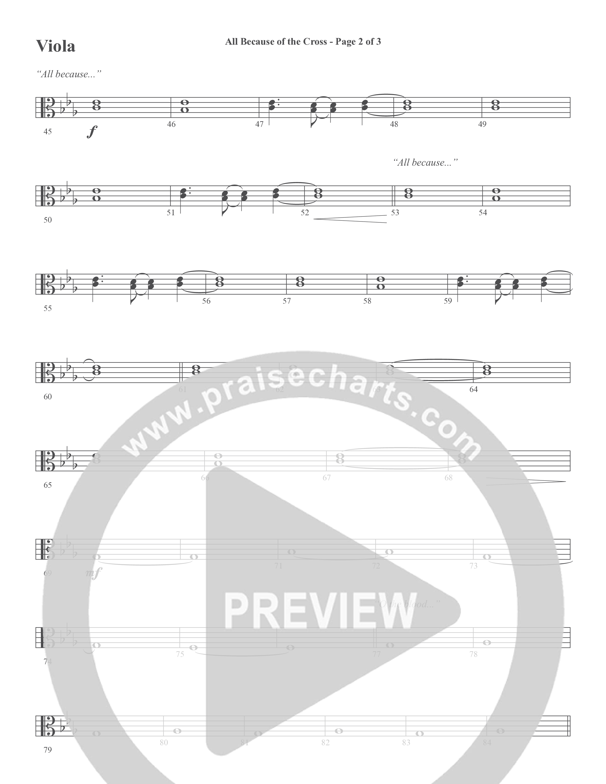 All Because Of The Cross (Choral Anthem SATB) Viola (Word Music Choral / Ben Gowell / Paul Baloche / Robert Lowry / Arr. Marty Hamby)