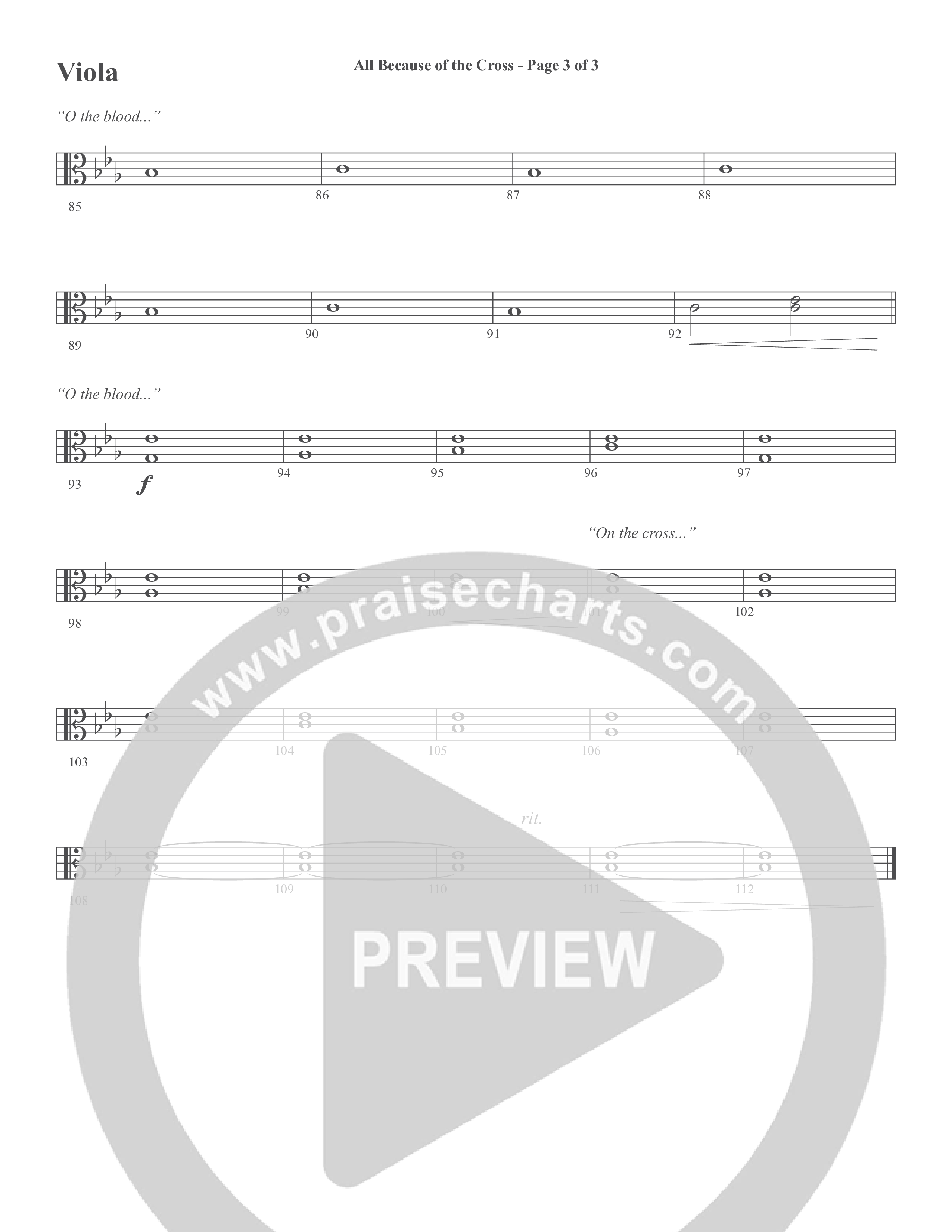 All Because Of The Cross (Choral Anthem SATB) Viola (Word Music Choral / Ben Gowell / Paul Baloche / Robert Lowry / Arr. Marty Hamby)