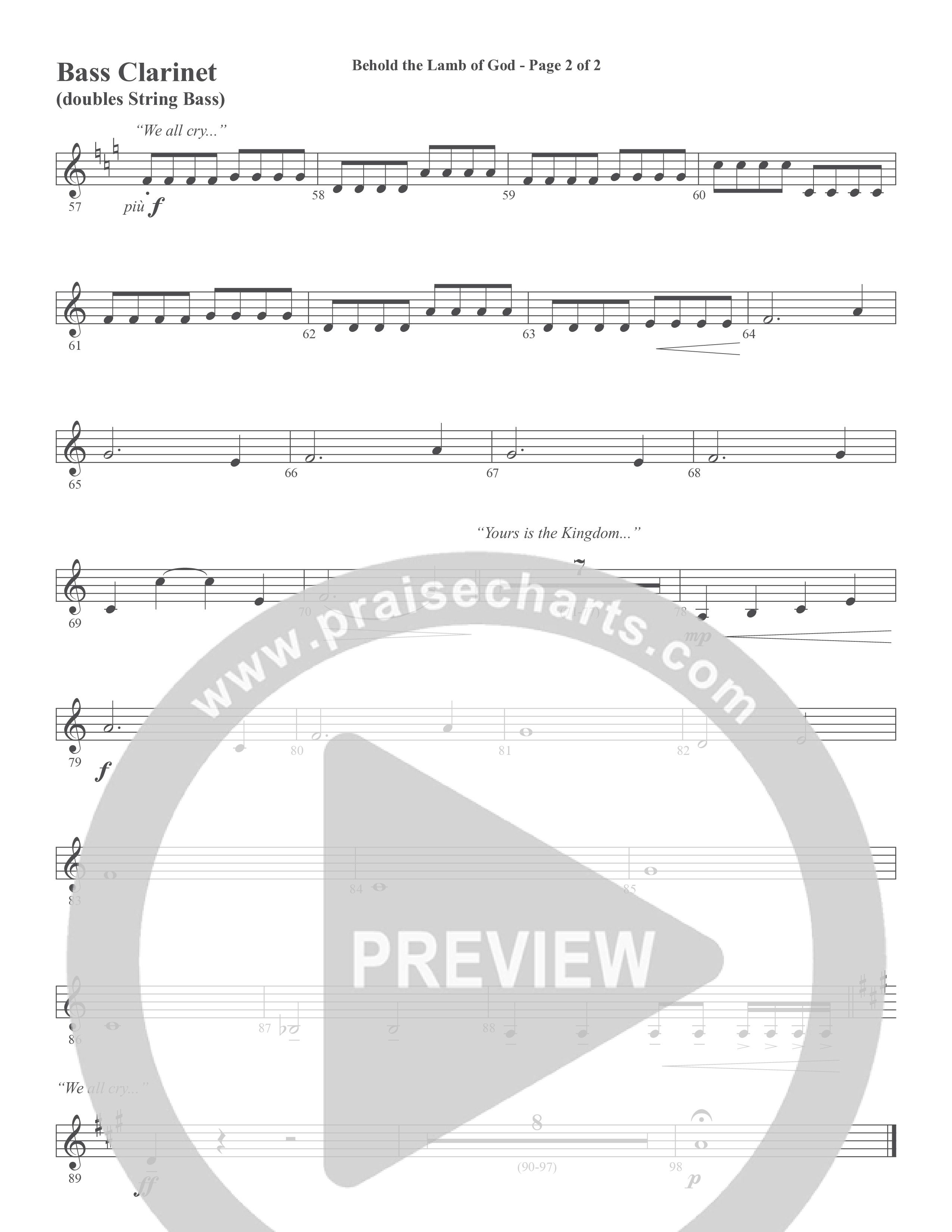 Behold the Lamb of God (Choral Anthem SATB) Bass Clarinet (Word Music Choral / Daniel Bashta / Harvest Bashta / Arr. Joshua Spacht)