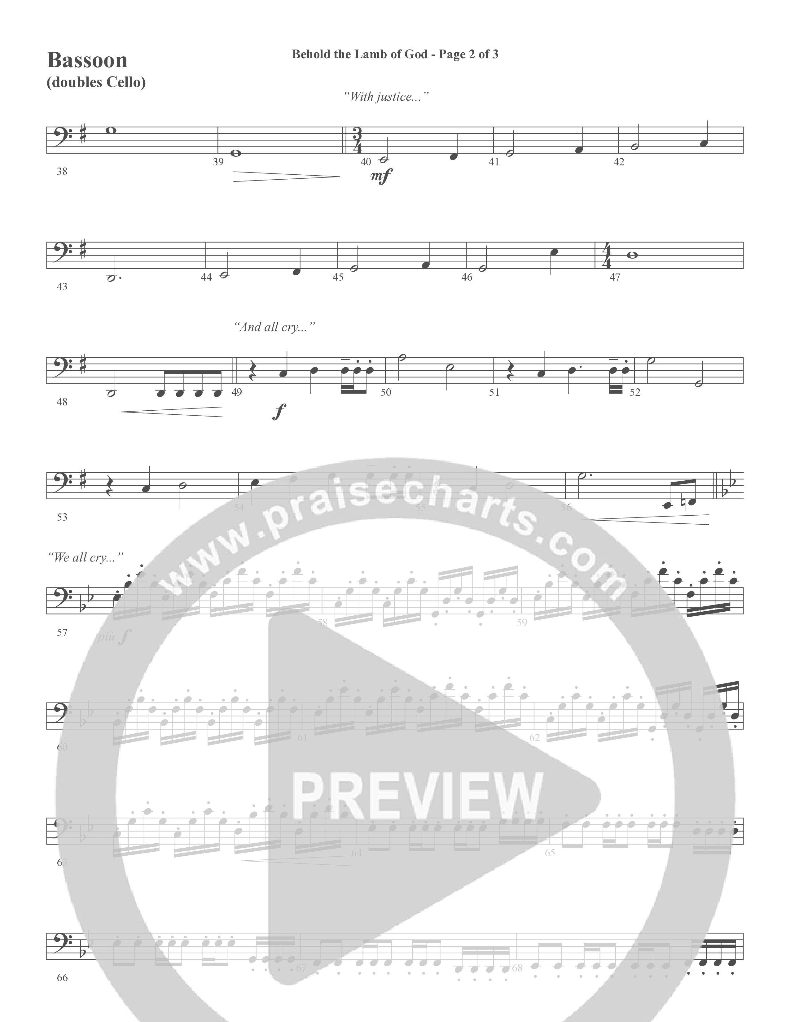 Behold the Lamb of God (Choral Anthem SATB) Bassoon (Word Music Choral / Daniel Bashta / Harvest Bashta / Arr. Joshua Spacht)
