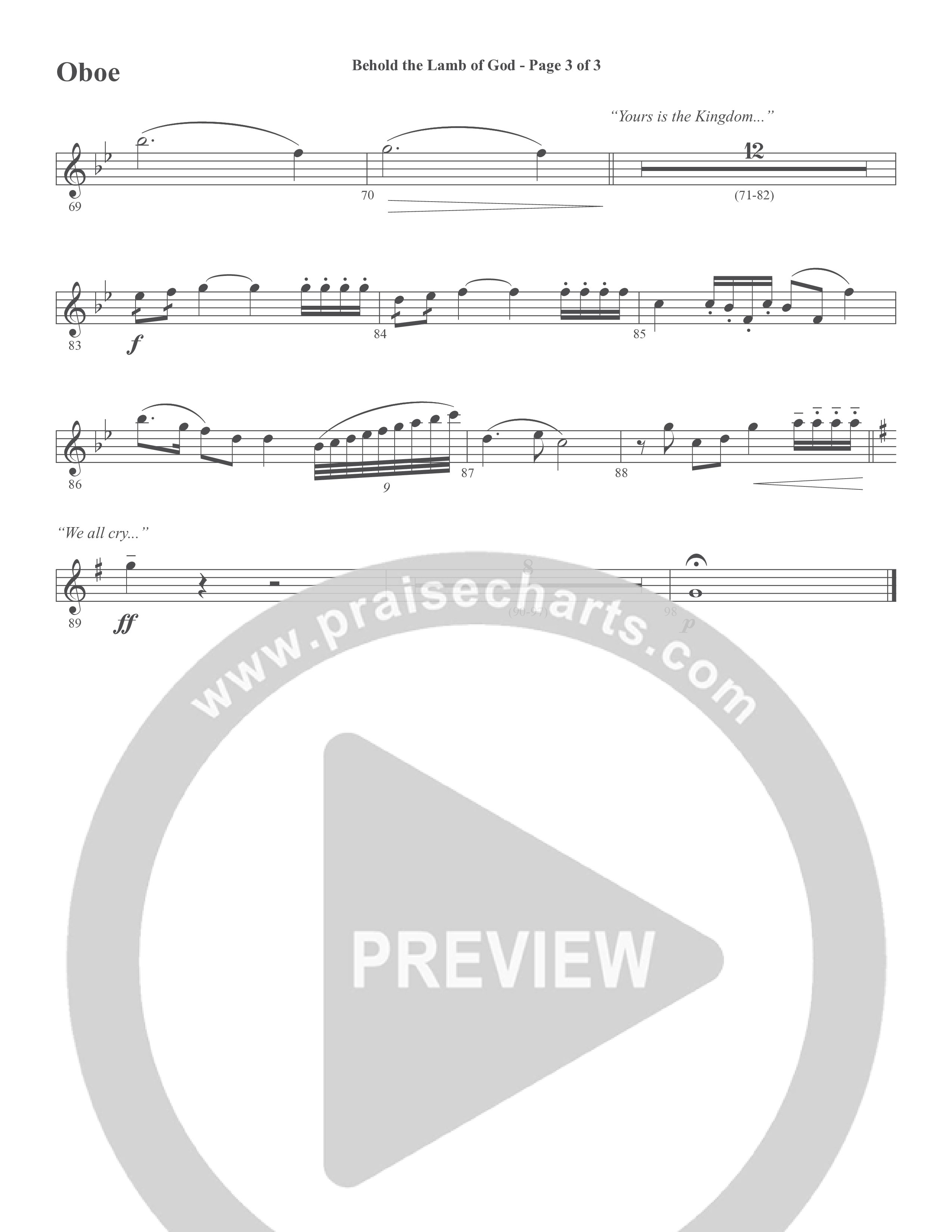 Behold the Lamb of God (Choral Anthem SATB) Oboe (Word Music Choral / Daniel Bashta / Harvest Bashta / Arr. Joshua Spacht)