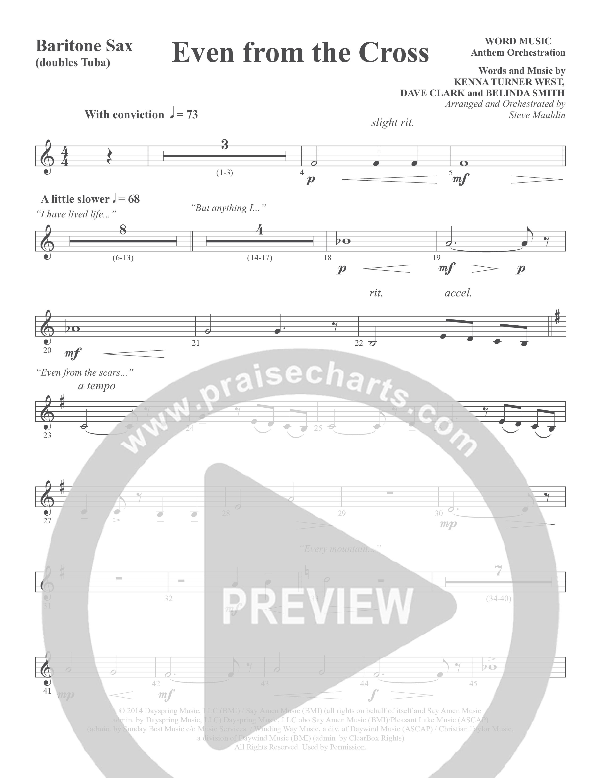 Even from the Cross (Choral Anthem SATB) Bari Sax (Word Music Choral / Steve W. Mauldin)