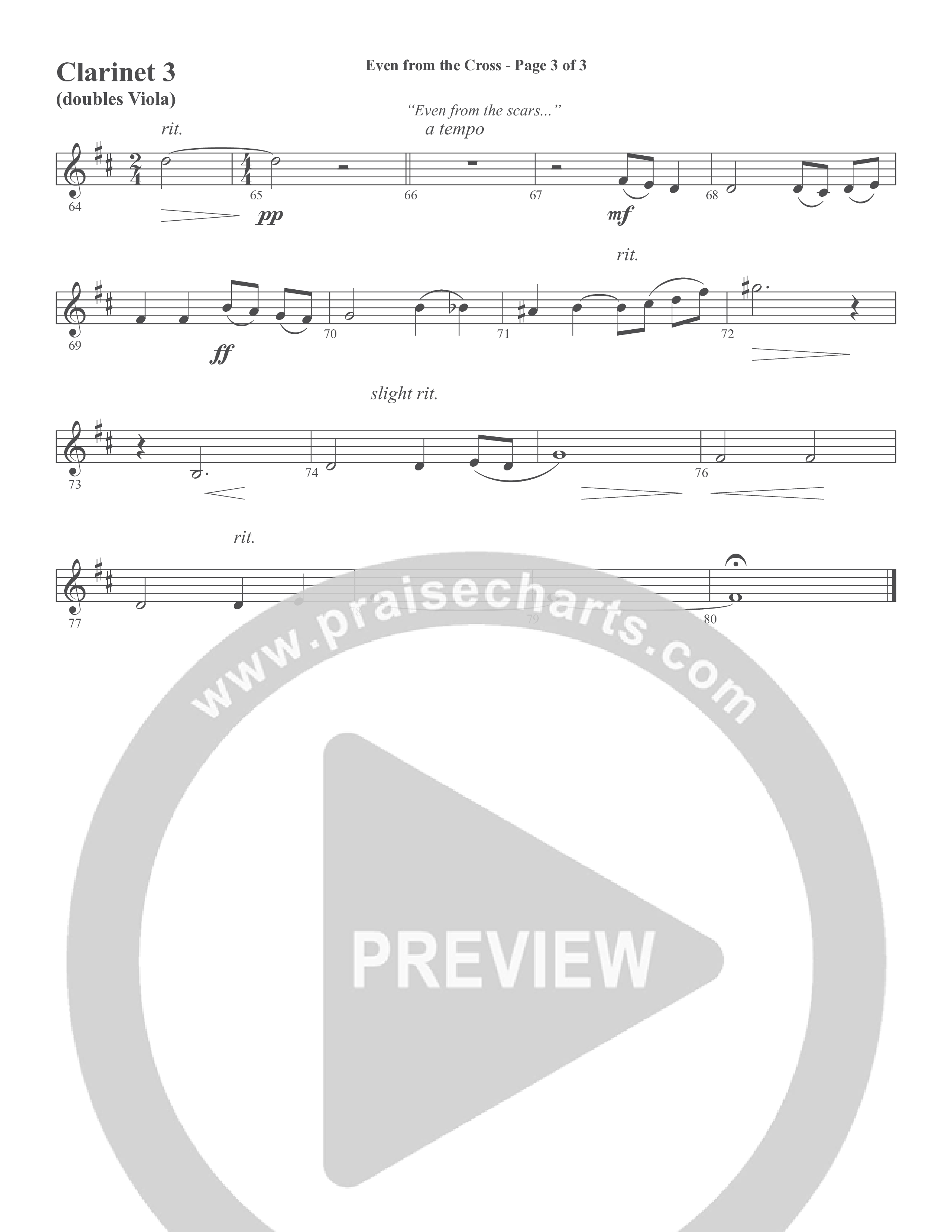 Even from the Cross (Choral Anthem SATB) Clarinet 3 (Word Music Choral / Steve W. Mauldin)