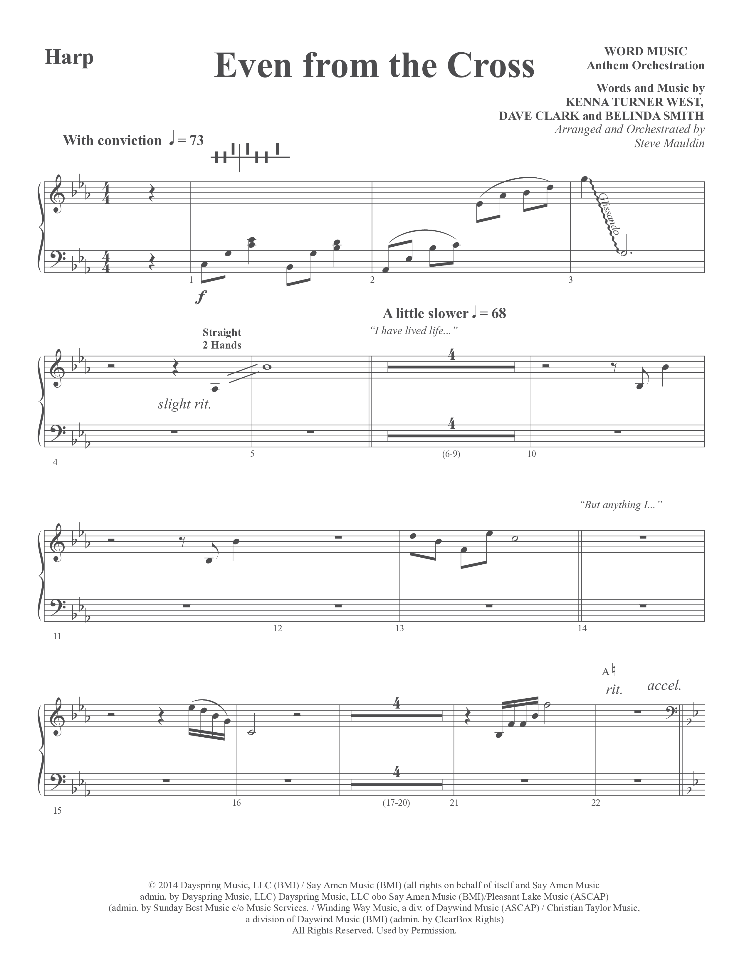Even from the Cross (Choral Anthem SATB) Harp (Word Music Choral / Steve W. Mauldin)
