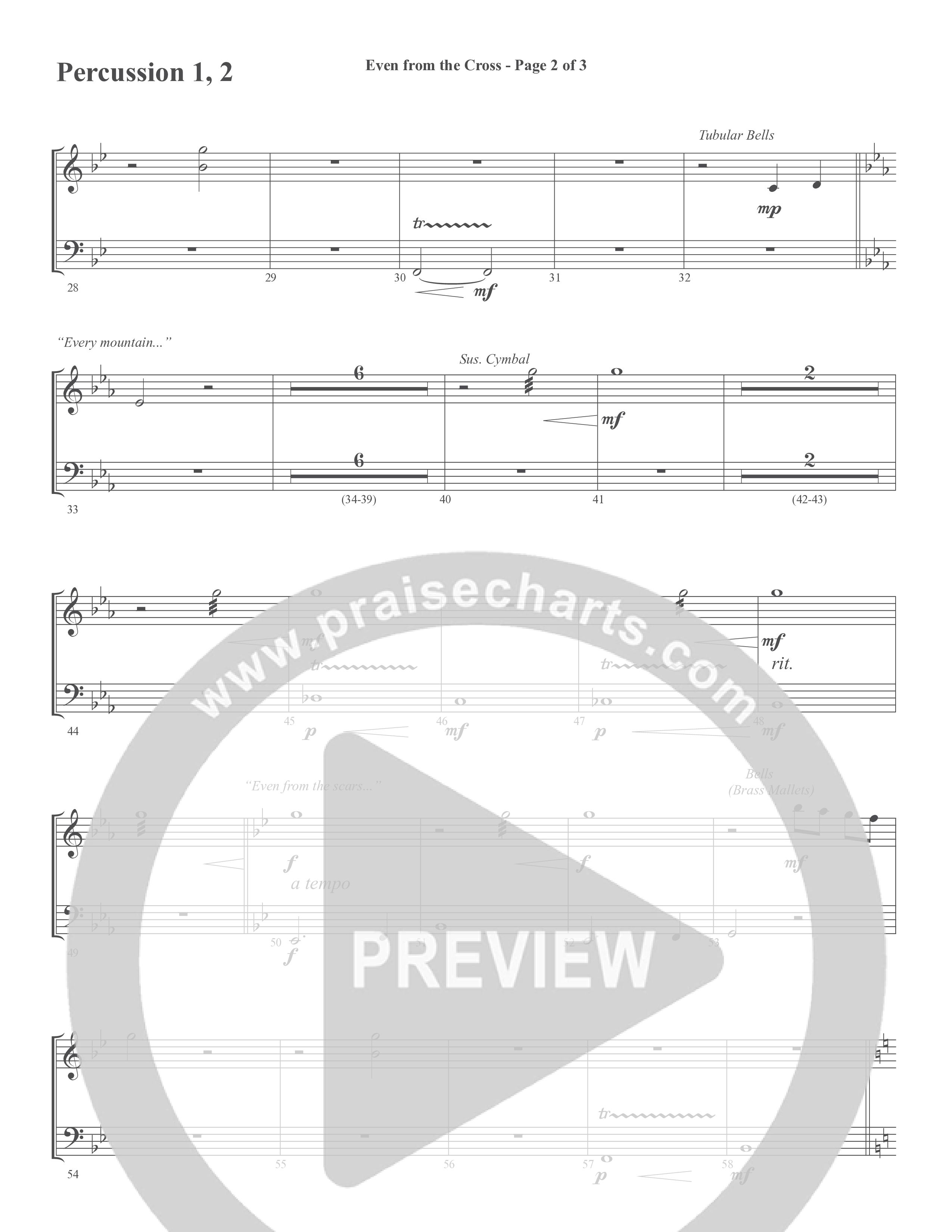 Even from the Cross (Choral Anthem SATB) Percussion 1/2 (Word Music Choral / Steve W. Mauldin)