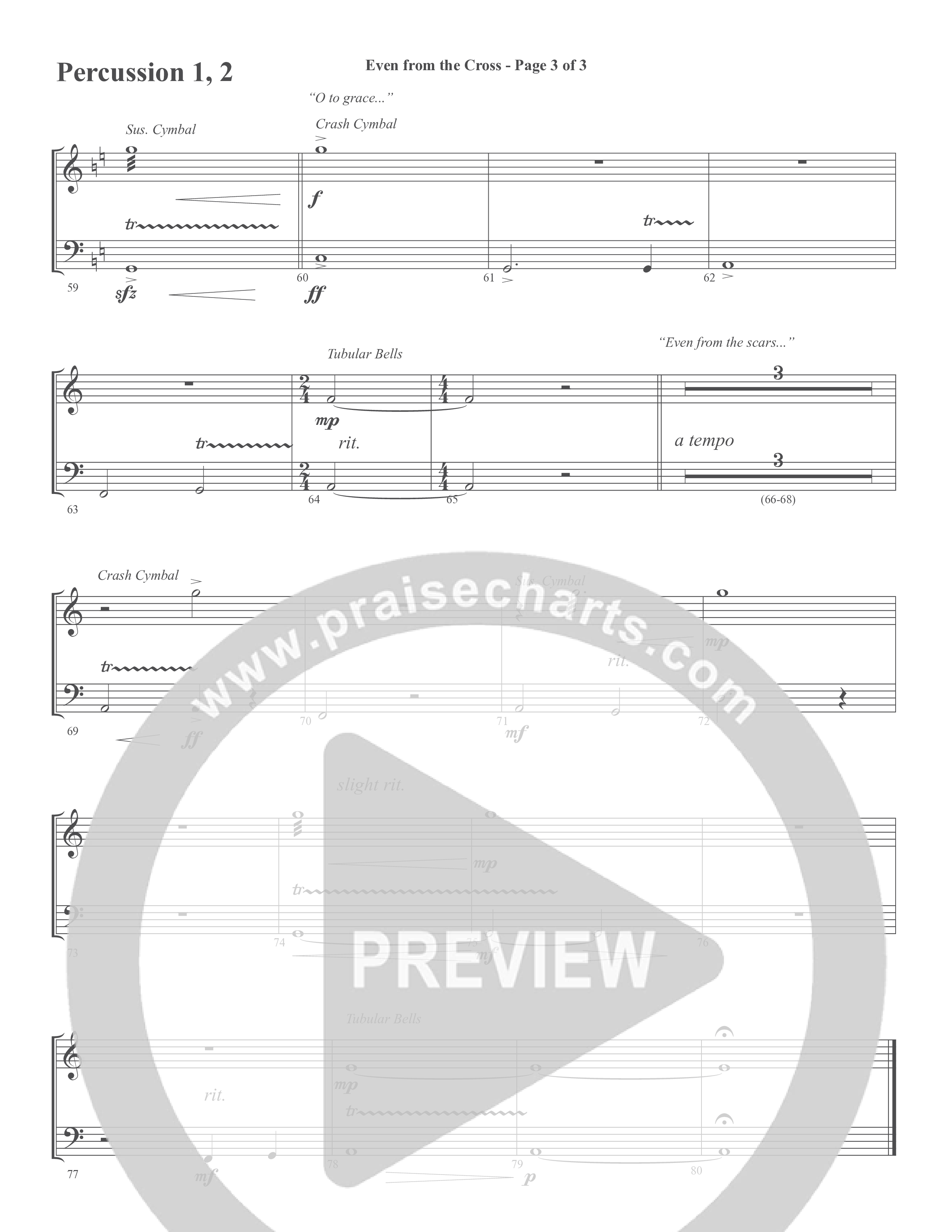 Even from the Cross (Choral Anthem SATB) Percussion 1/2 (Word Music Choral / Steve W. Mauldin)