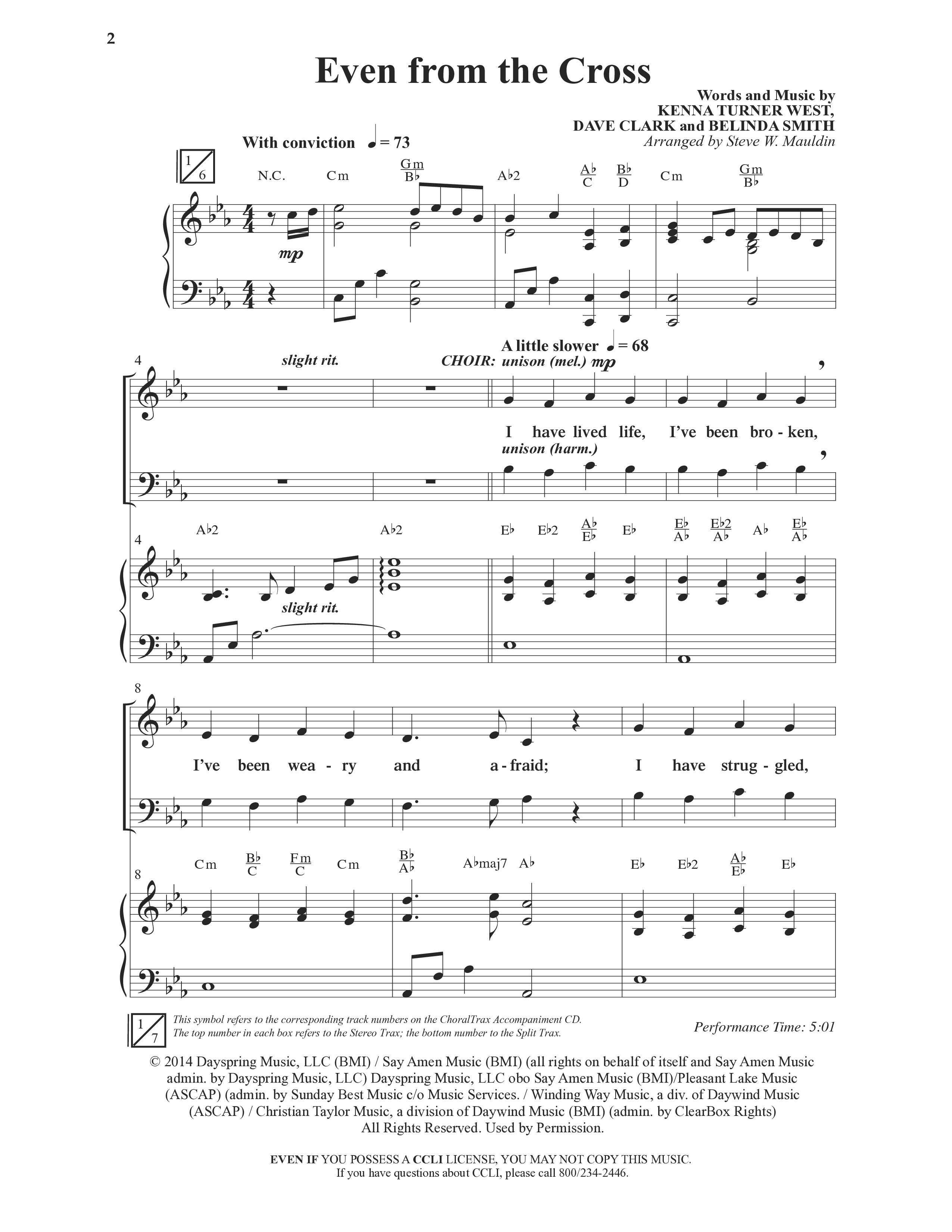Even from the Cross (Choral Anthem SATB) Anthem (SATB/Piano) (Word Music Choral / Steve W. Mauldin)