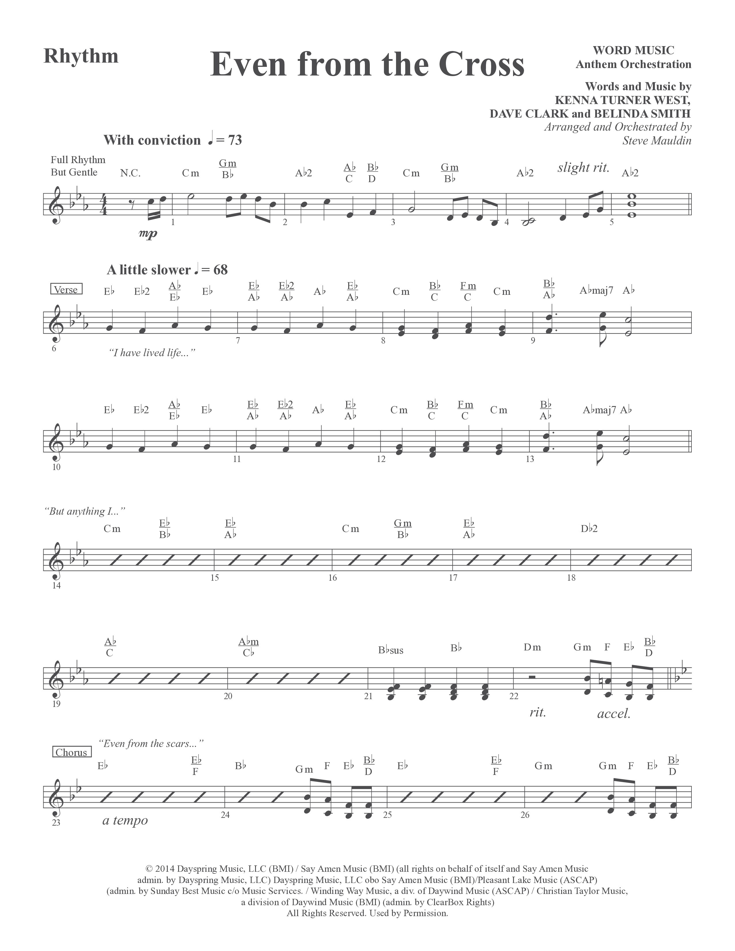 Even from the Cross (Choral Anthem SATB) Rhythm Chart (Word Music Choral / Steve W. Mauldin)