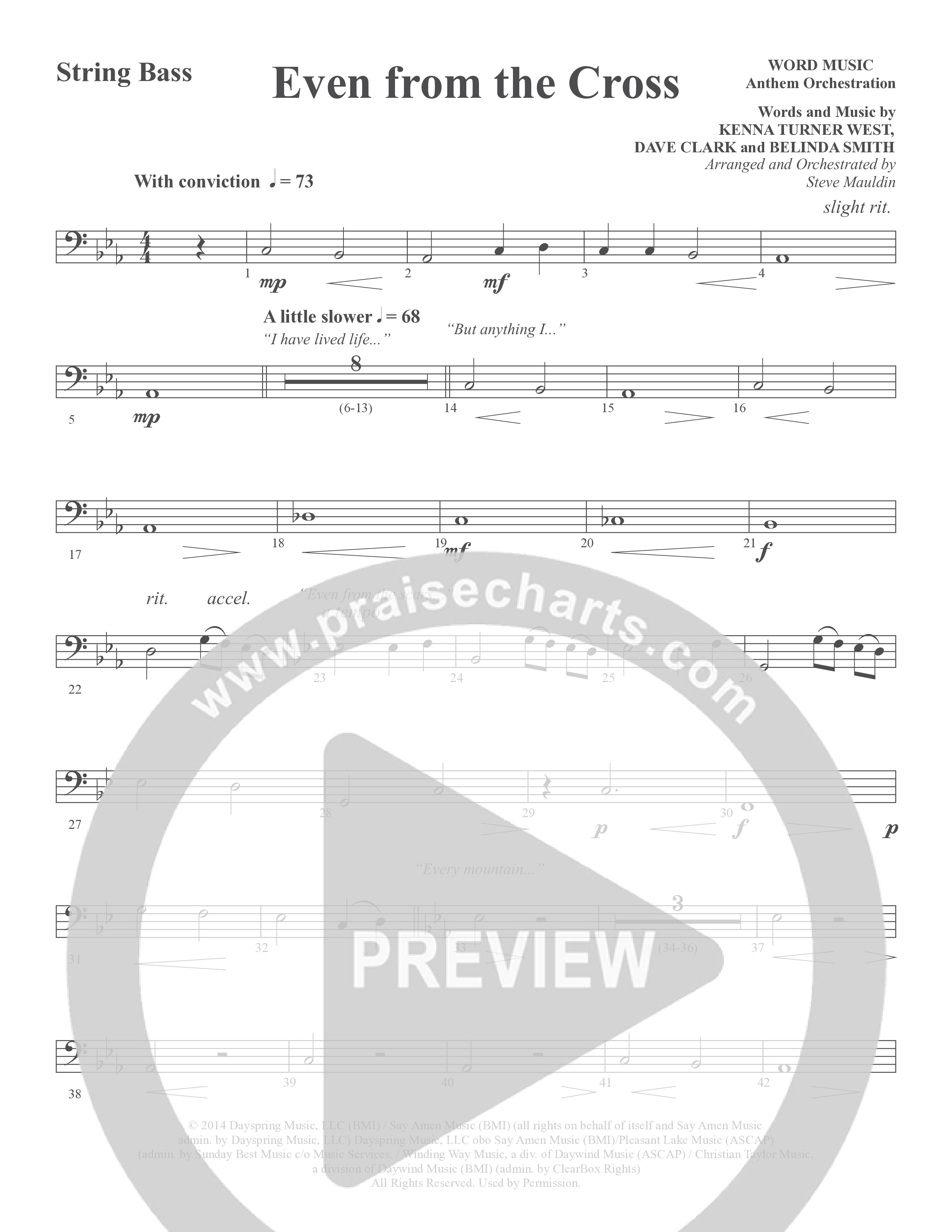 Even from the Cross (Choral Anthem SATB) String Bass (Word Music Choral / Steve W. Mauldin)