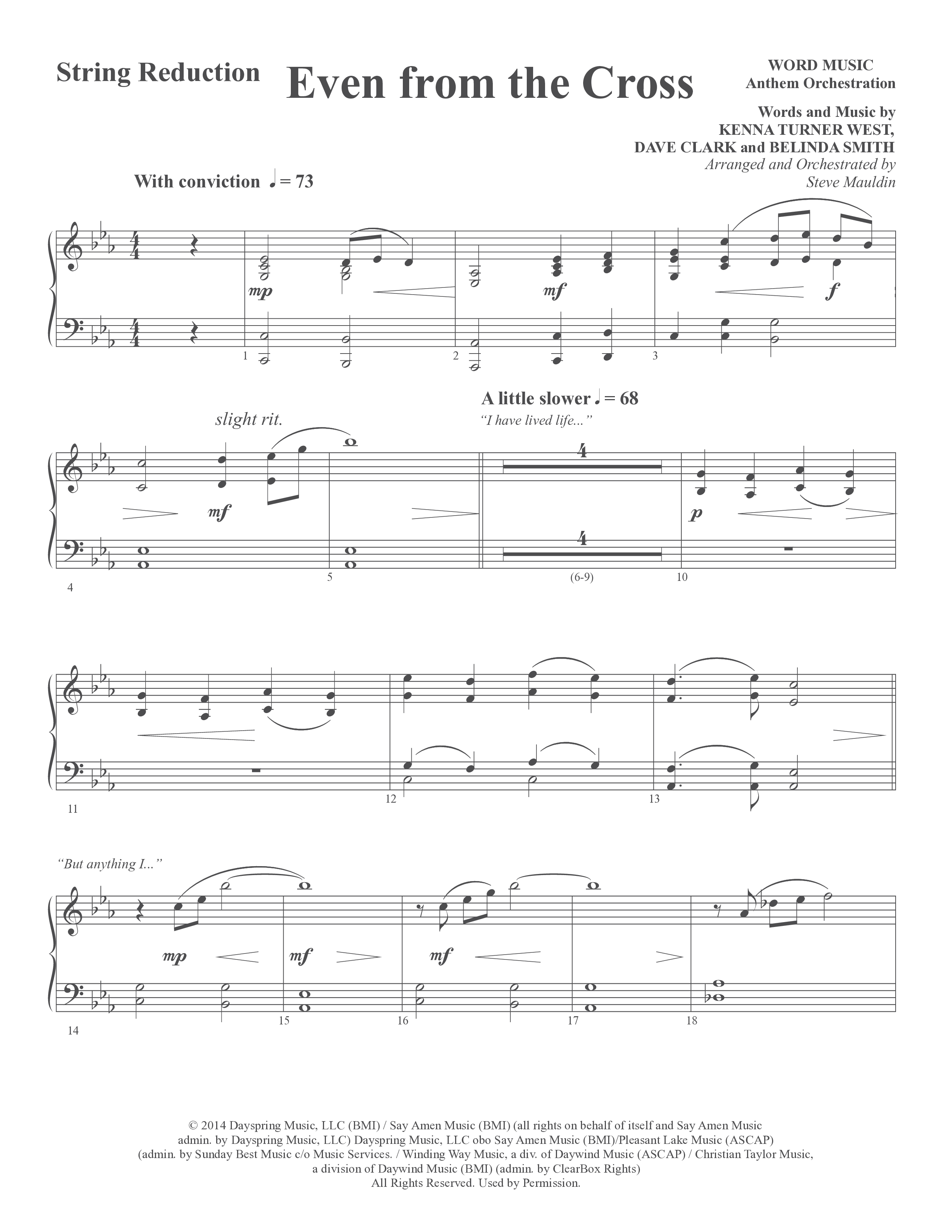 Even from the Cross (Choral Anthem SATB) String Reduction (Word Music Choral / Steve W. Mauldin)