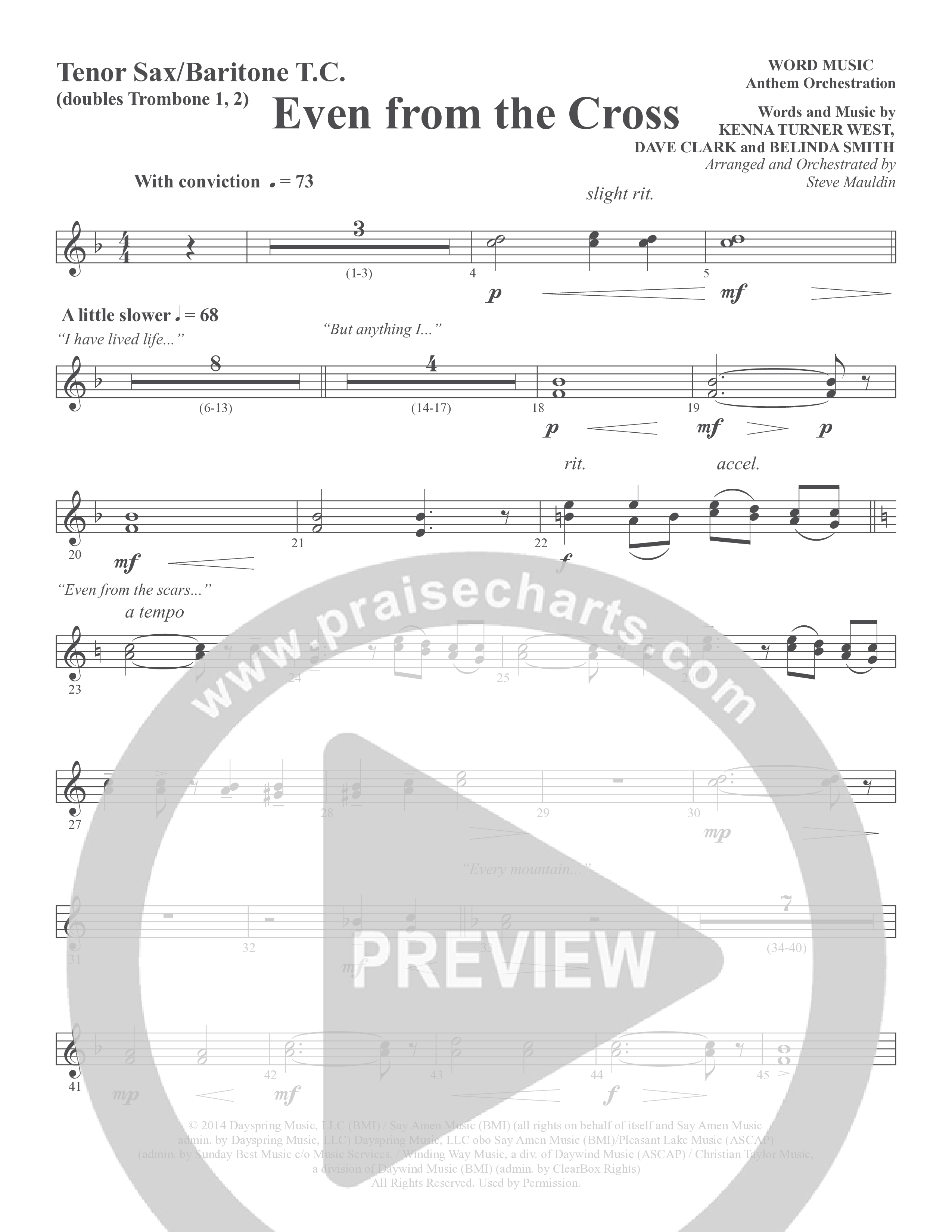 Even from the Cross (Choral Anthem SATB) Tenor Sax/Baritone T.C. (Word Music Choral / Steve W. Mauldin)