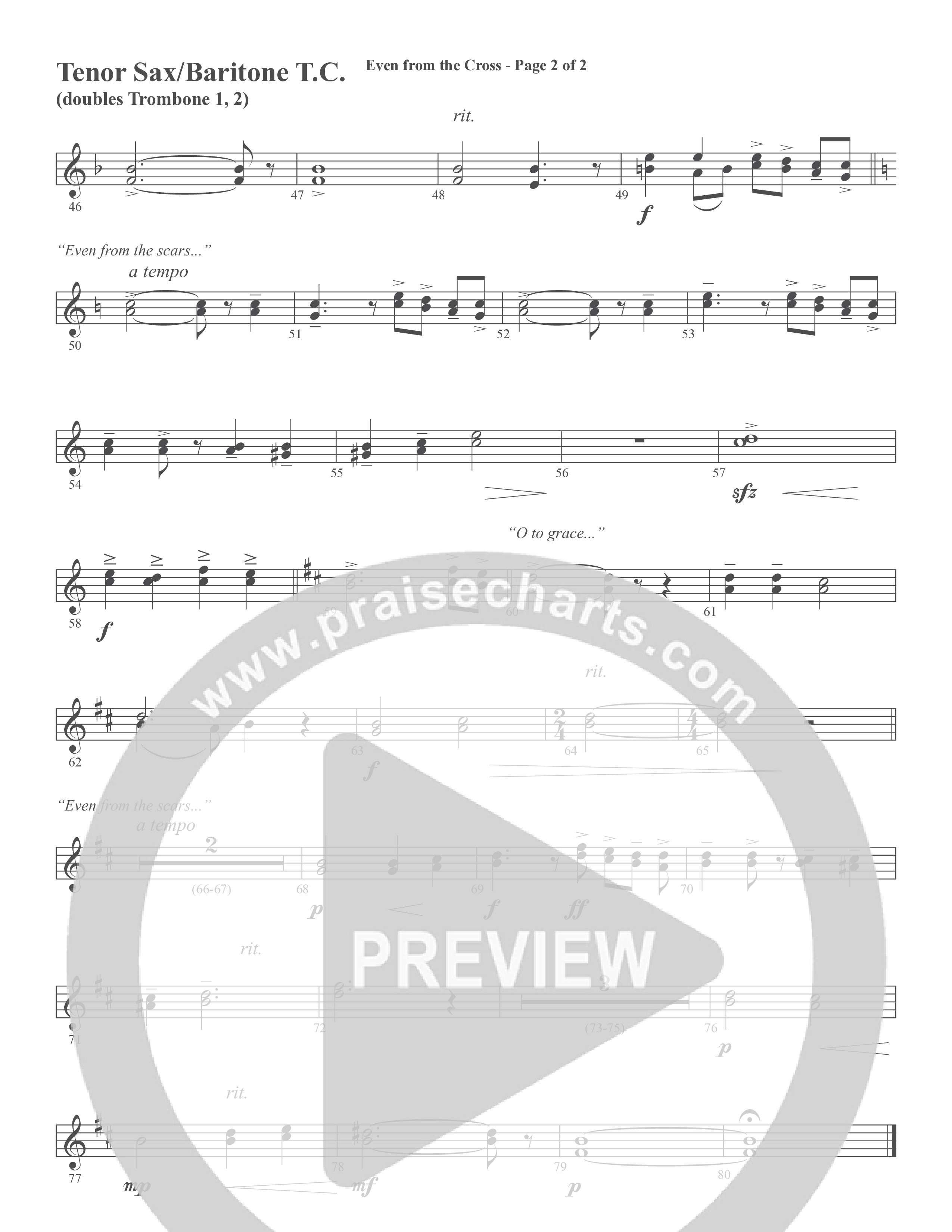 Even from the Cross (Choral Anthem SATB) Tenor Sax/Baritone T.C. (Word Music Choral / Steve W. Mauldin)