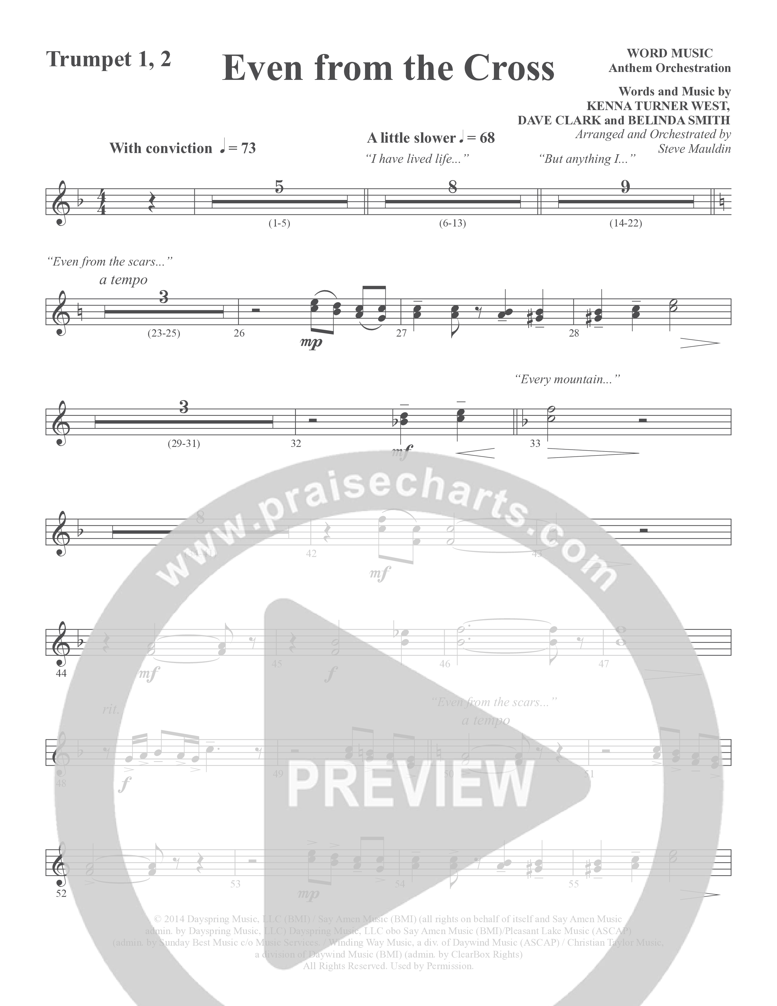 Even from the Cross (Choral Anthem SATB) Trumpet 1,2 (Word Music Choral / Steve W. Mauldin)