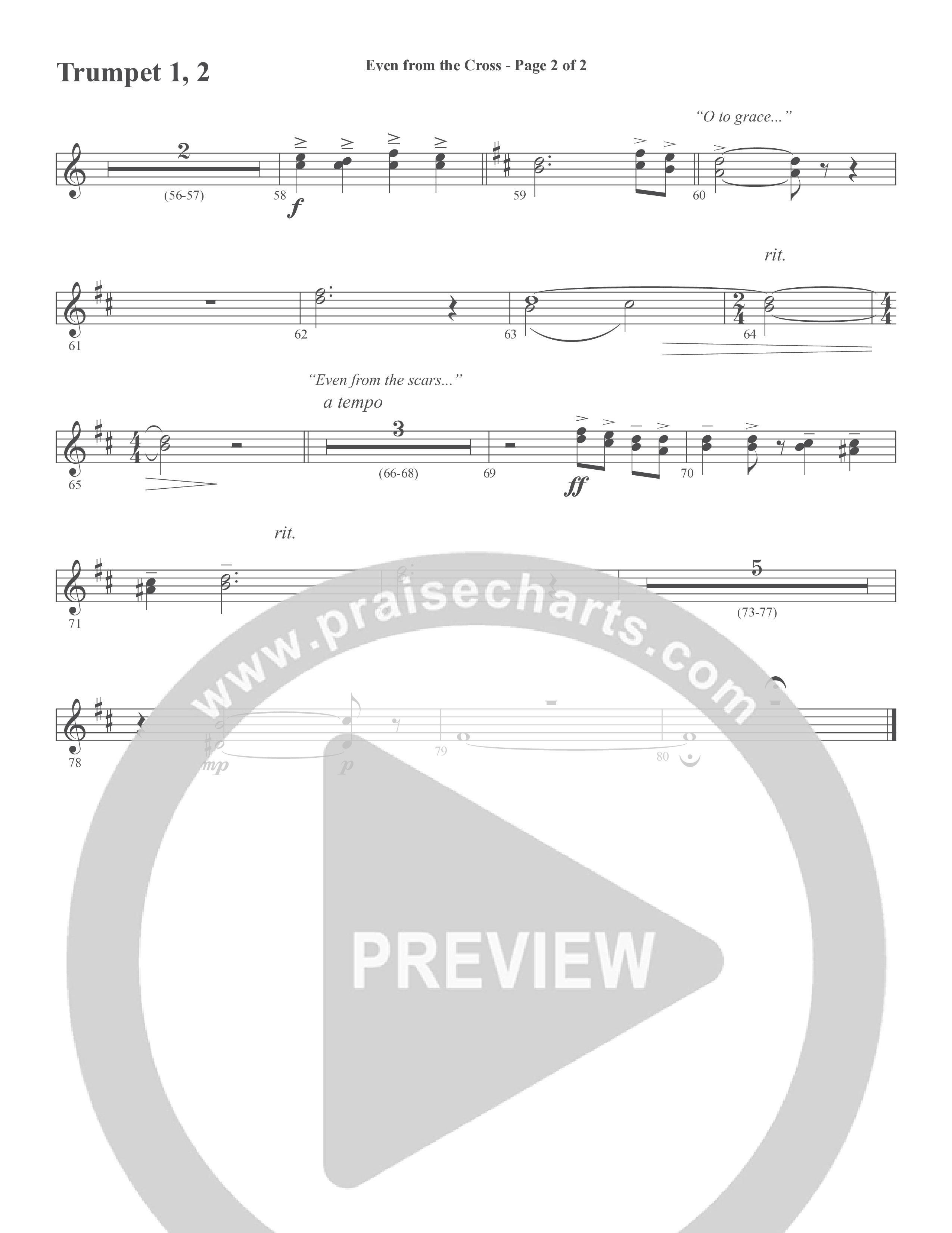 Even from the Cross (Choral Anthem SATB) Trumpet 1,2 (Word Music Choral / Steve W. Mauldin)