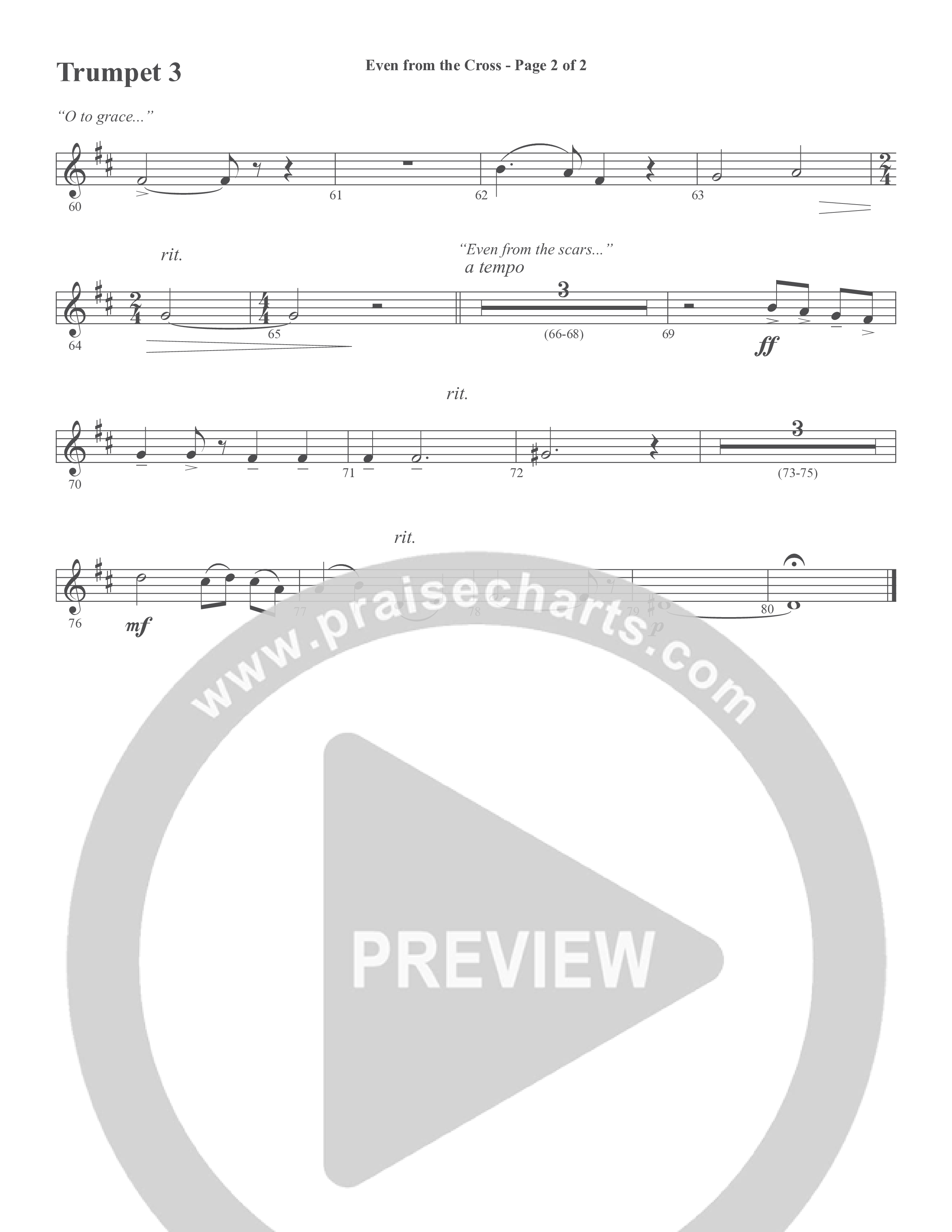 Even from the Cross (Choral Anthem SATB) Trumpet 3 (Word Music Choral / Steve W. Mauldin)