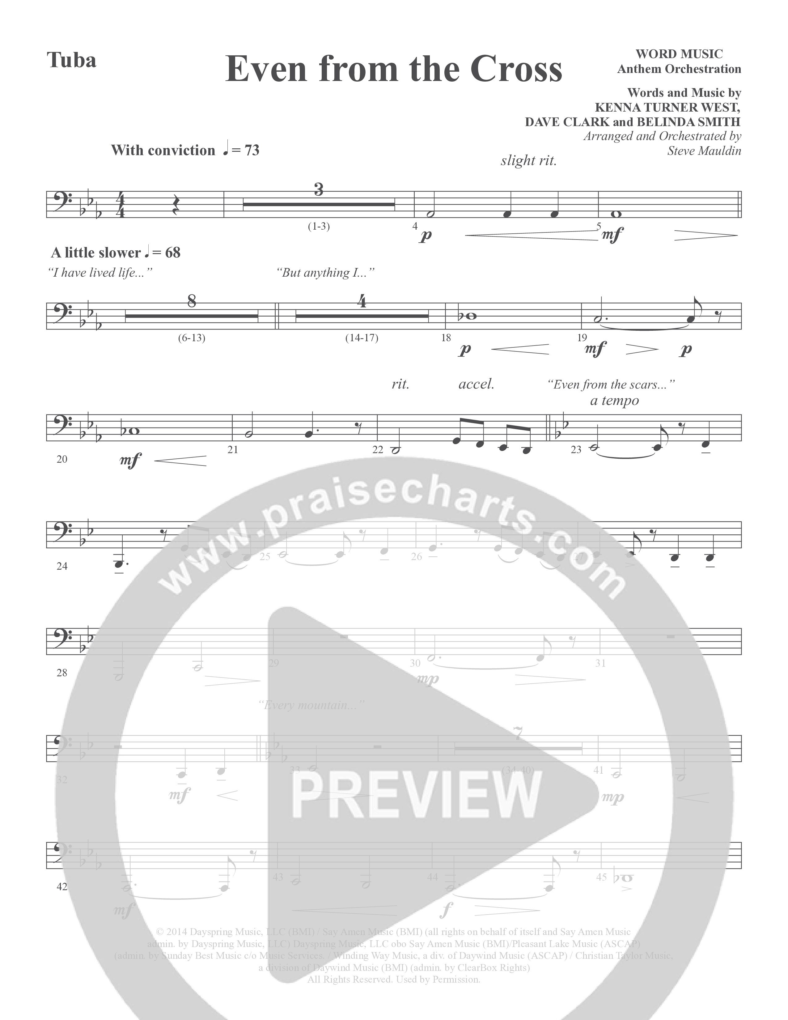 Even from the Cross (Choral Anthem SATB) Tuba (Word Music Choral / Steve W. Mauldin)