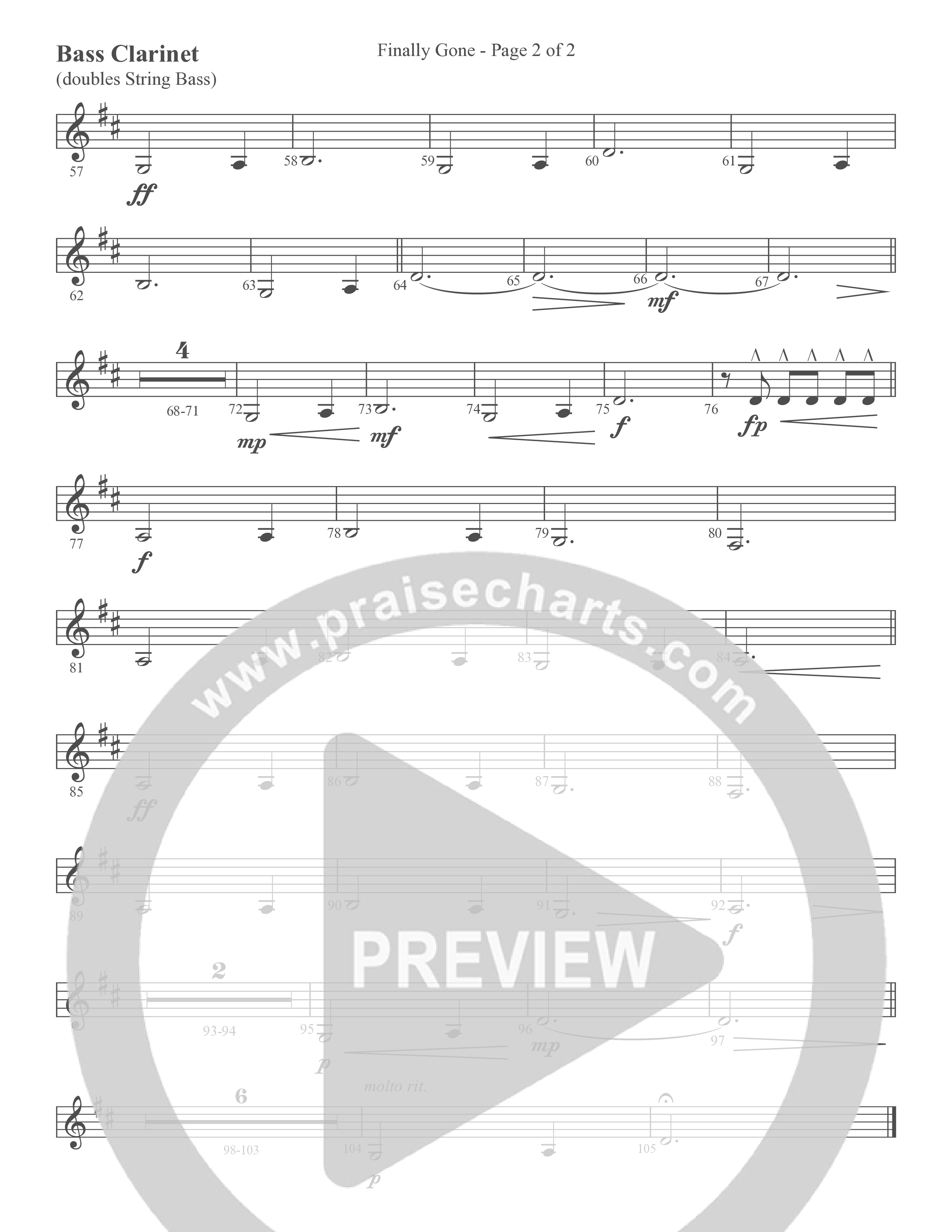 Finally Gone (Choral Anthem SATB) Bass Clarinet (Word Music Choral / Arr. Cliff Duren)