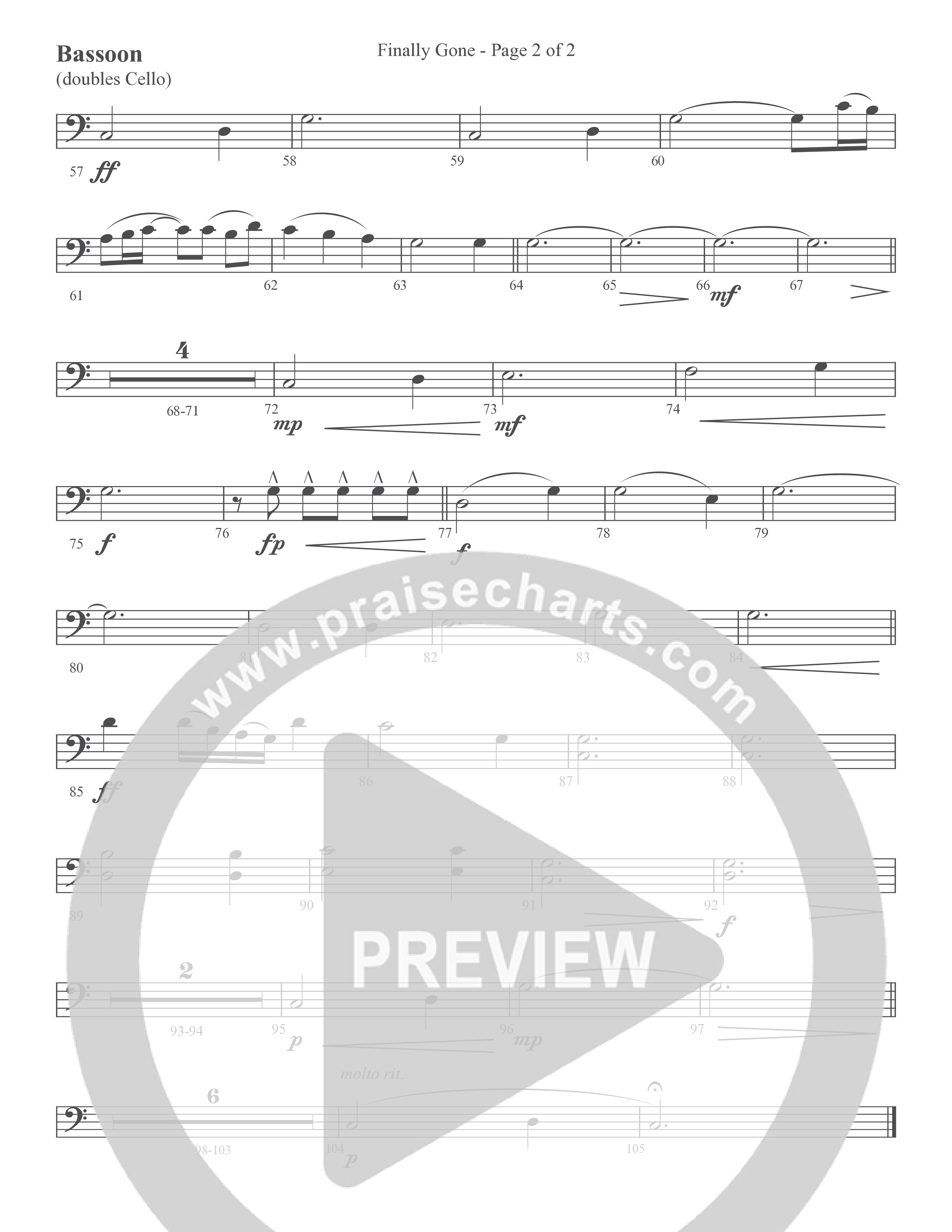 Finally Gone (Choral Anthem SATB) Bassoon (Word Music Choral / Arr. Cliff Duren)