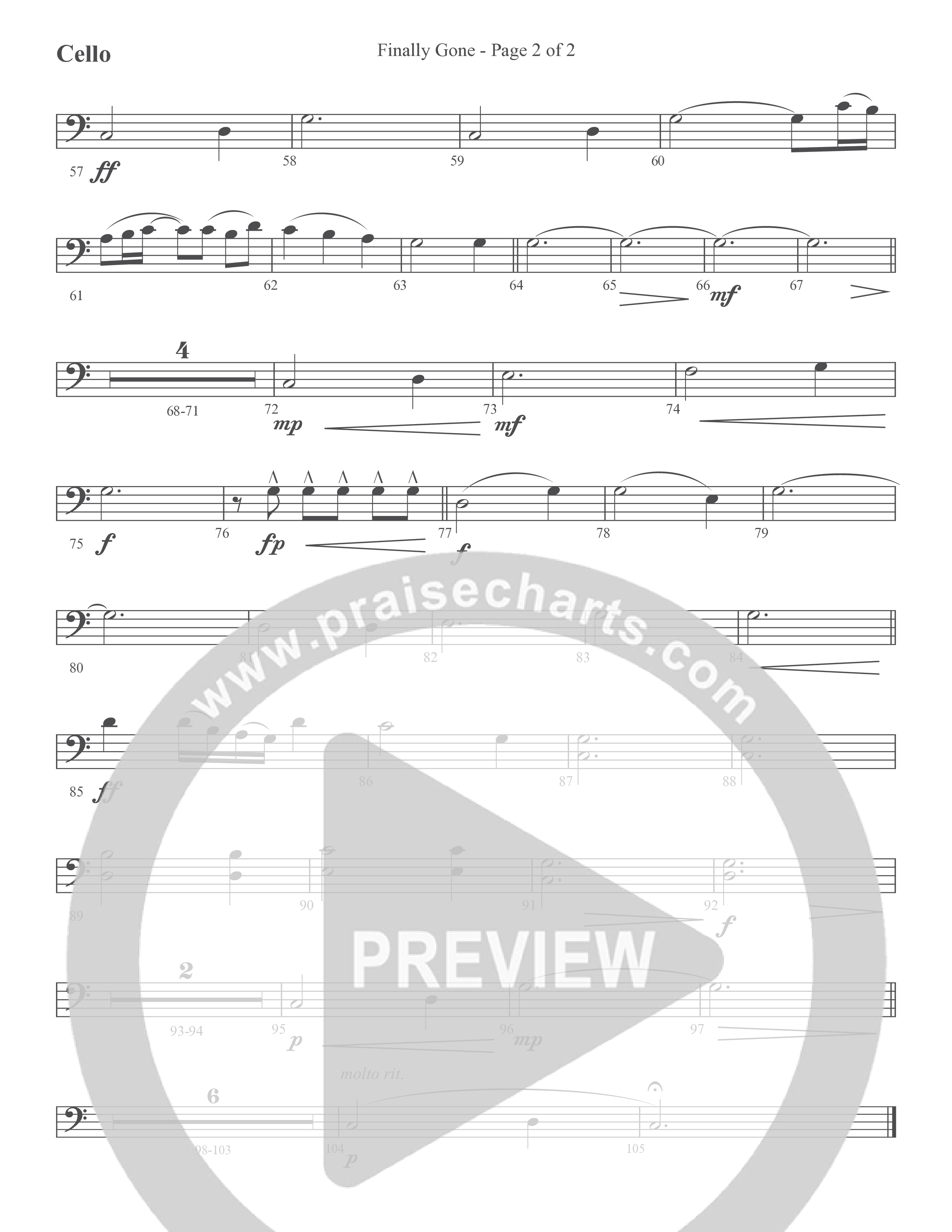 Finally Gone (Choral Anthem SATB) Cello (Word Music Choral / Arr. Cliff Duren)