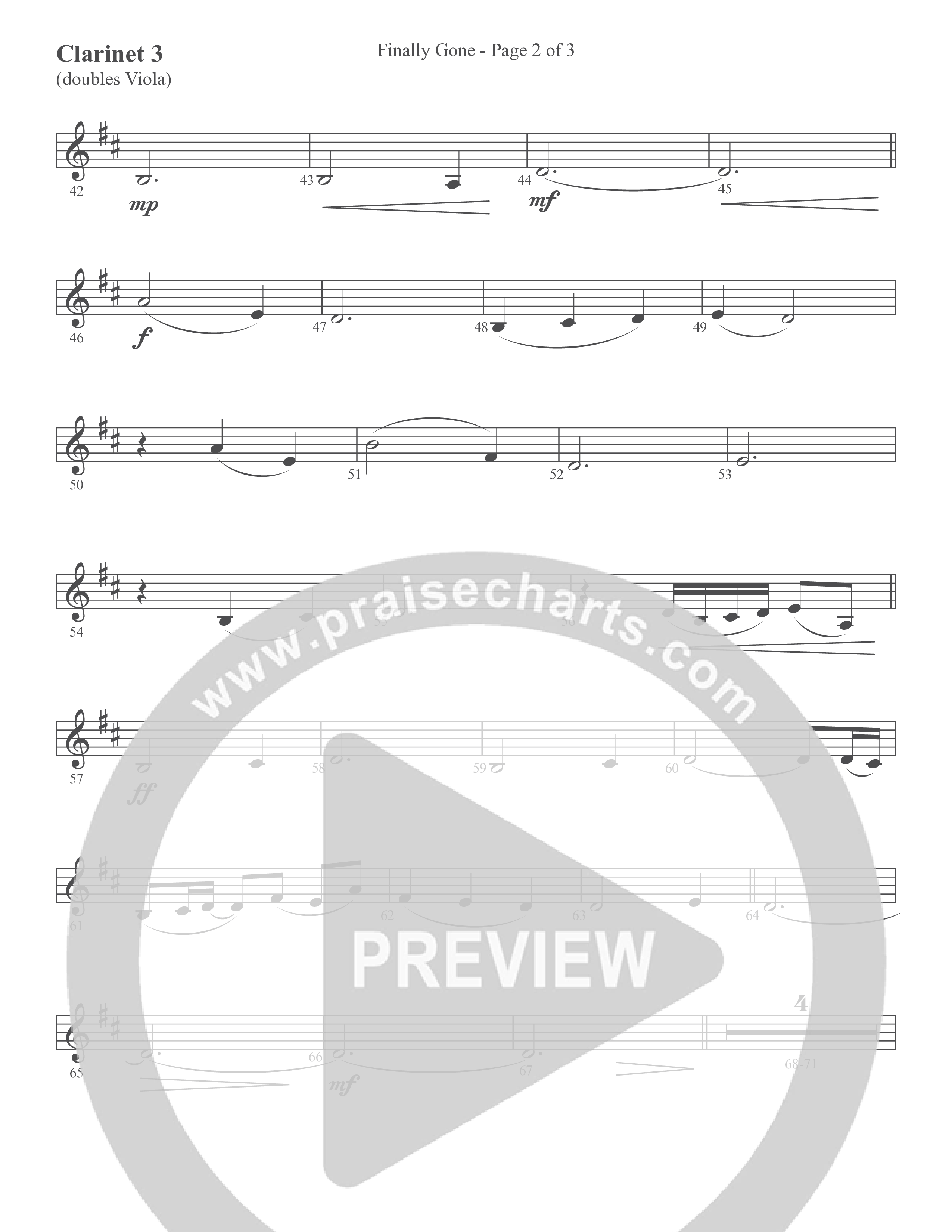 Finally Gone (Choral Anthem SATB) Clarinet 3 (Word Music Choral / Arr. Cliff Duren)