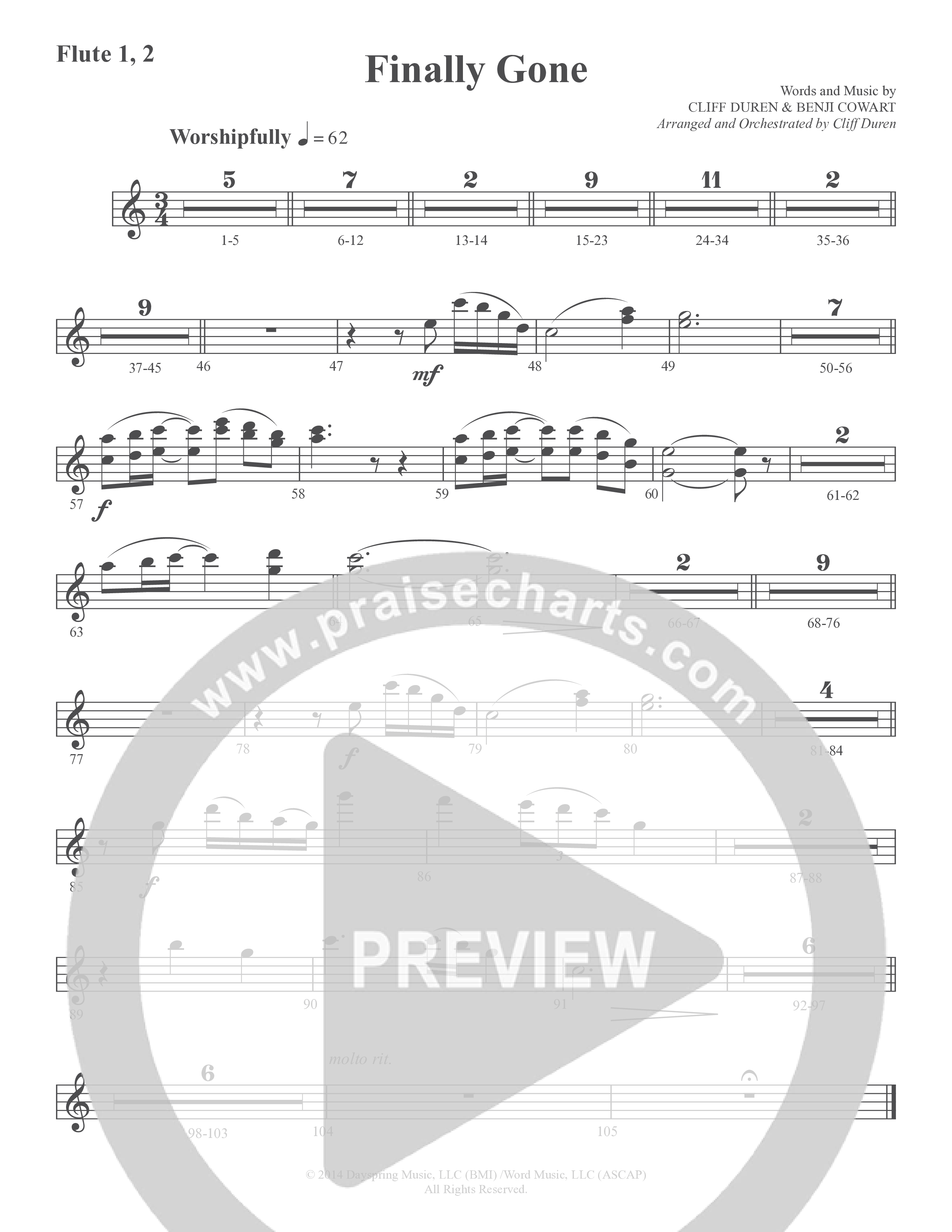 Finally Gone (Choral Anthem SATB) Flute 1/2 (Word Music Choral / Arr. Cliff Duren)