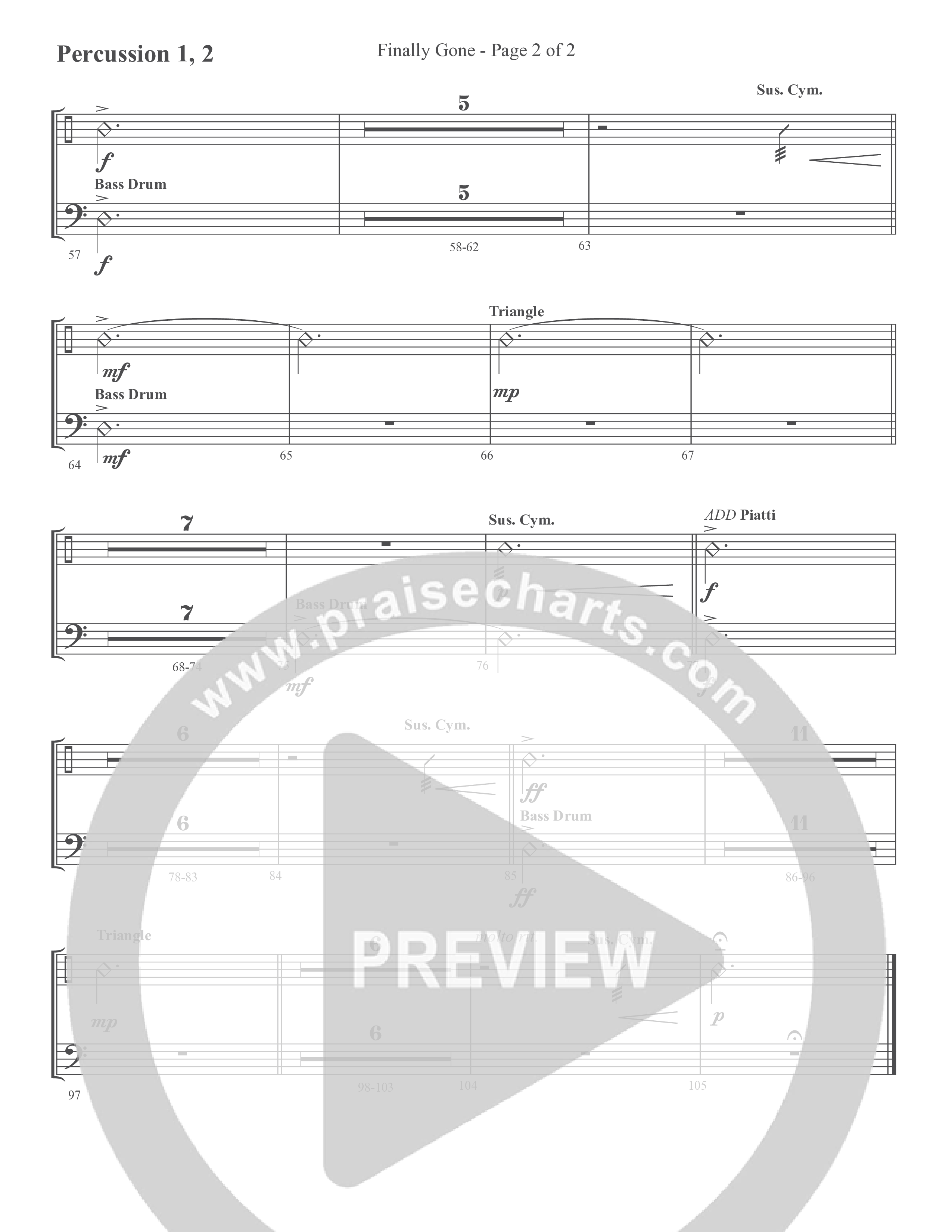 Finally Gone (Choral Anthem SATB) Percussion 1/2 (Word Music Choral / Arr. Cliff Duren)